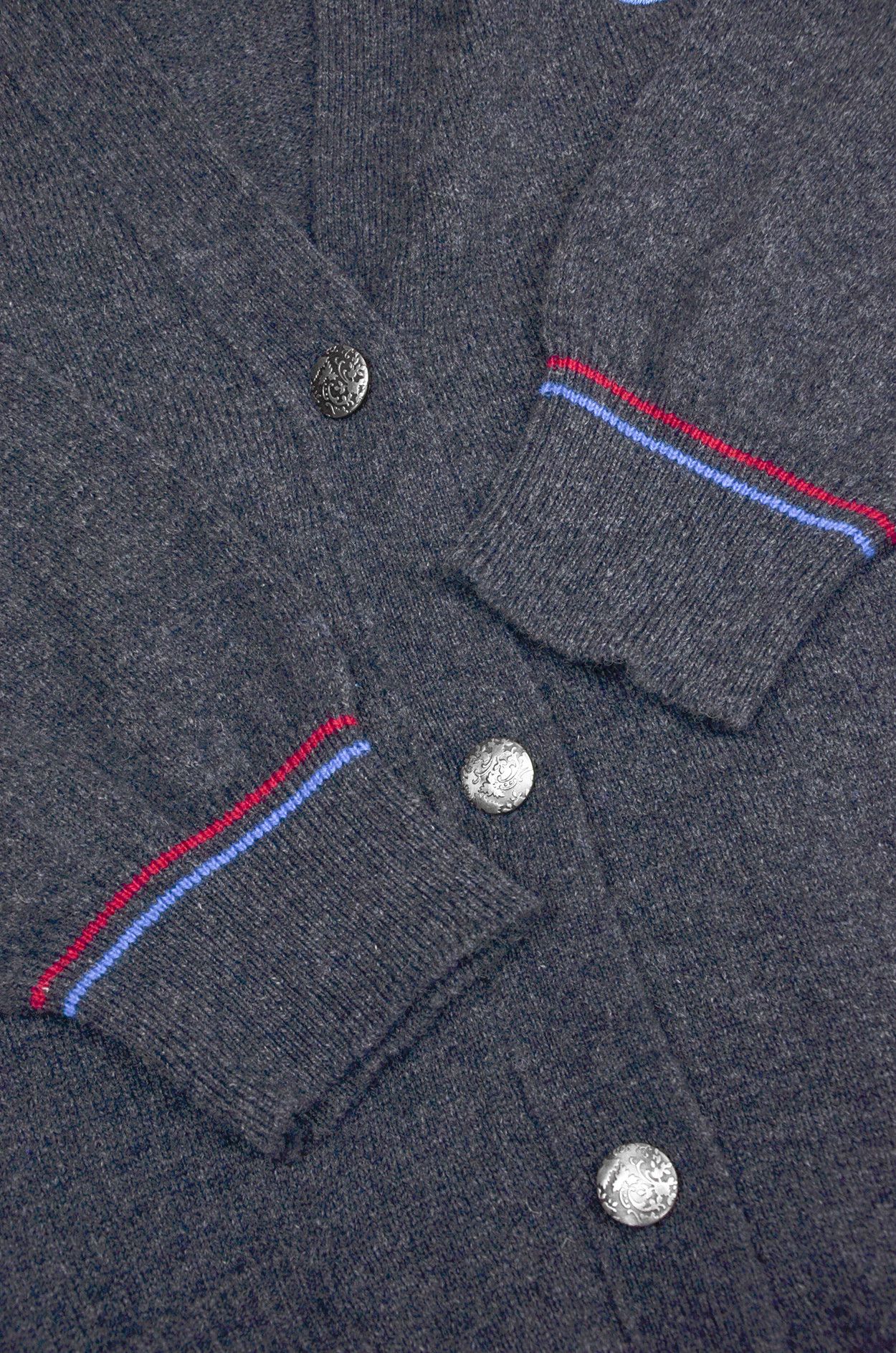 Vintage Roland Klein Grey Lambswool Cardigan Sailboat Logo - Size XL Size US XL / EU 56 / 4 - 3 Thumbnail