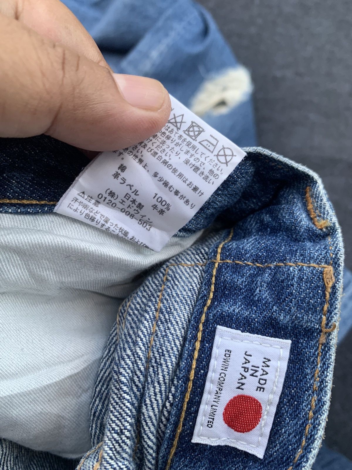 Edwin Distressed Edwin 505 selvedge oren. Size US 28 / EU 44 - 5 Thumbnail