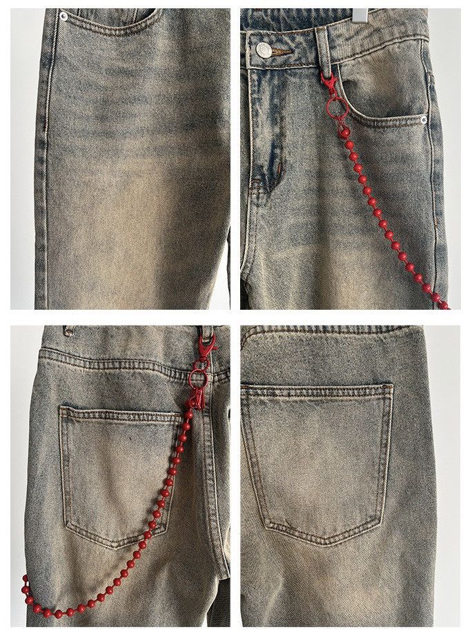 Japanese Brand × Vintage Retro cleanfit mud dyed flared jeans pants with pocket chain Size US 32 / EU 48 - 6 Thumbnail