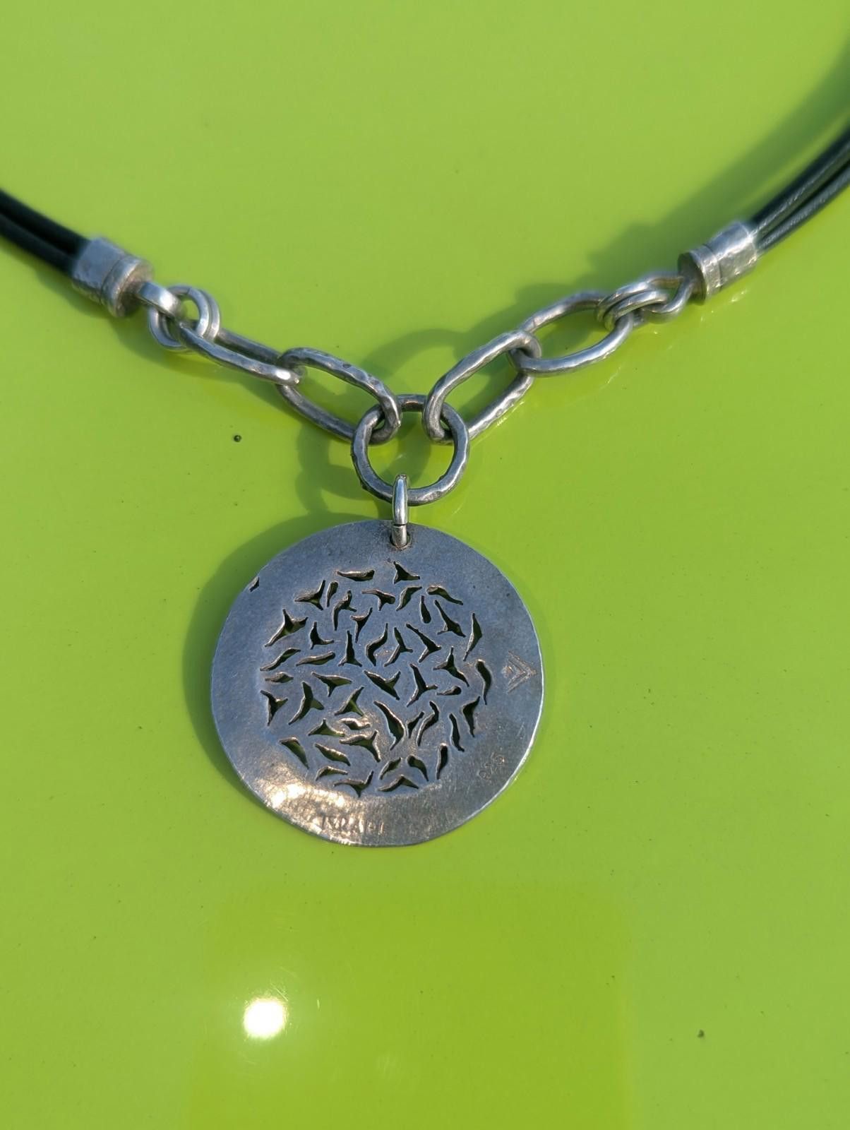Designer Silpada Sterling Silver Leather Sunburst Pendant Necklace Size ONE SIZE - 7 Thumbnail