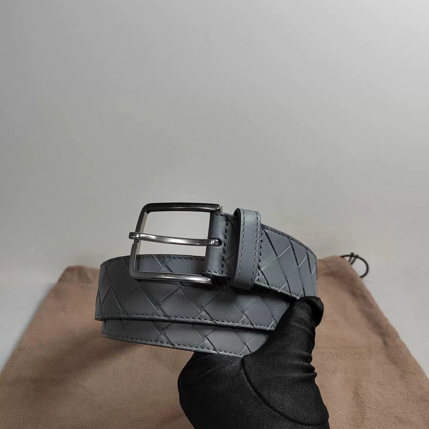 Bottega Veneta Bottega Veneta Gray Woven Leather Belt. Size ONE SIZE - 2 Thumbnail