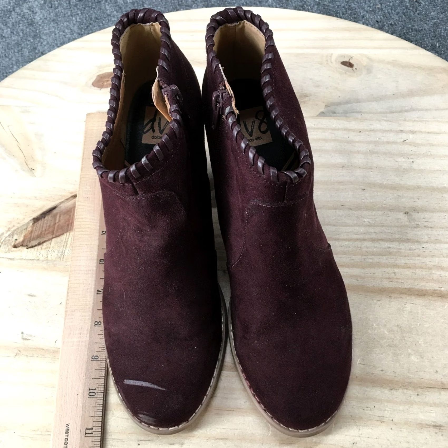 Dolce Vita Dolce Vita Boots Womens 8.5 Ankle Booties Burgundy Fabric Side Zip Heeled Size US 9 / IT 39 - 5 Thumbnail