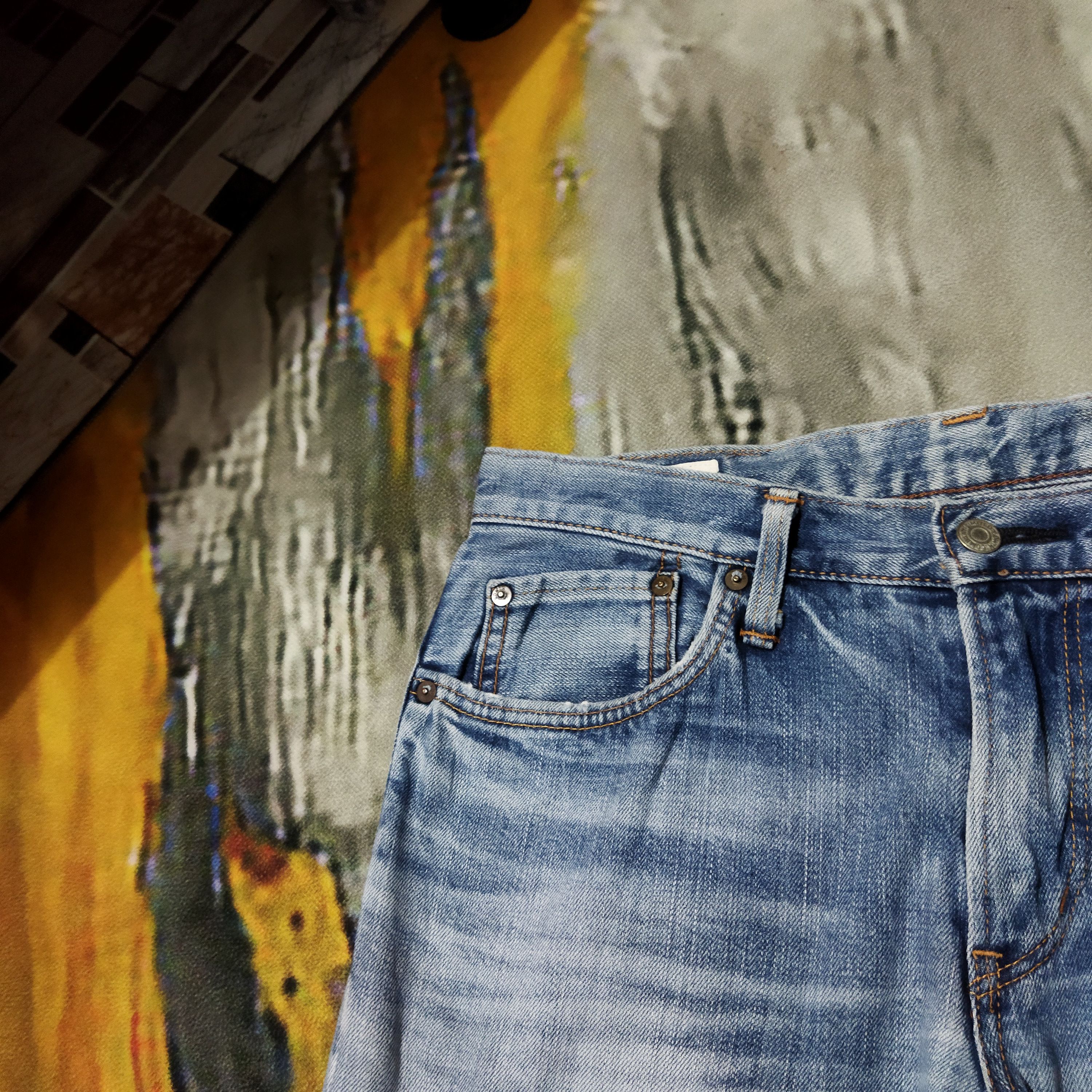 Jean × Vintage VINTAGE EDWIN 503 FADED BLUE JEANS PANTS Size US 32 / EU 48 - 4 Thumbnail