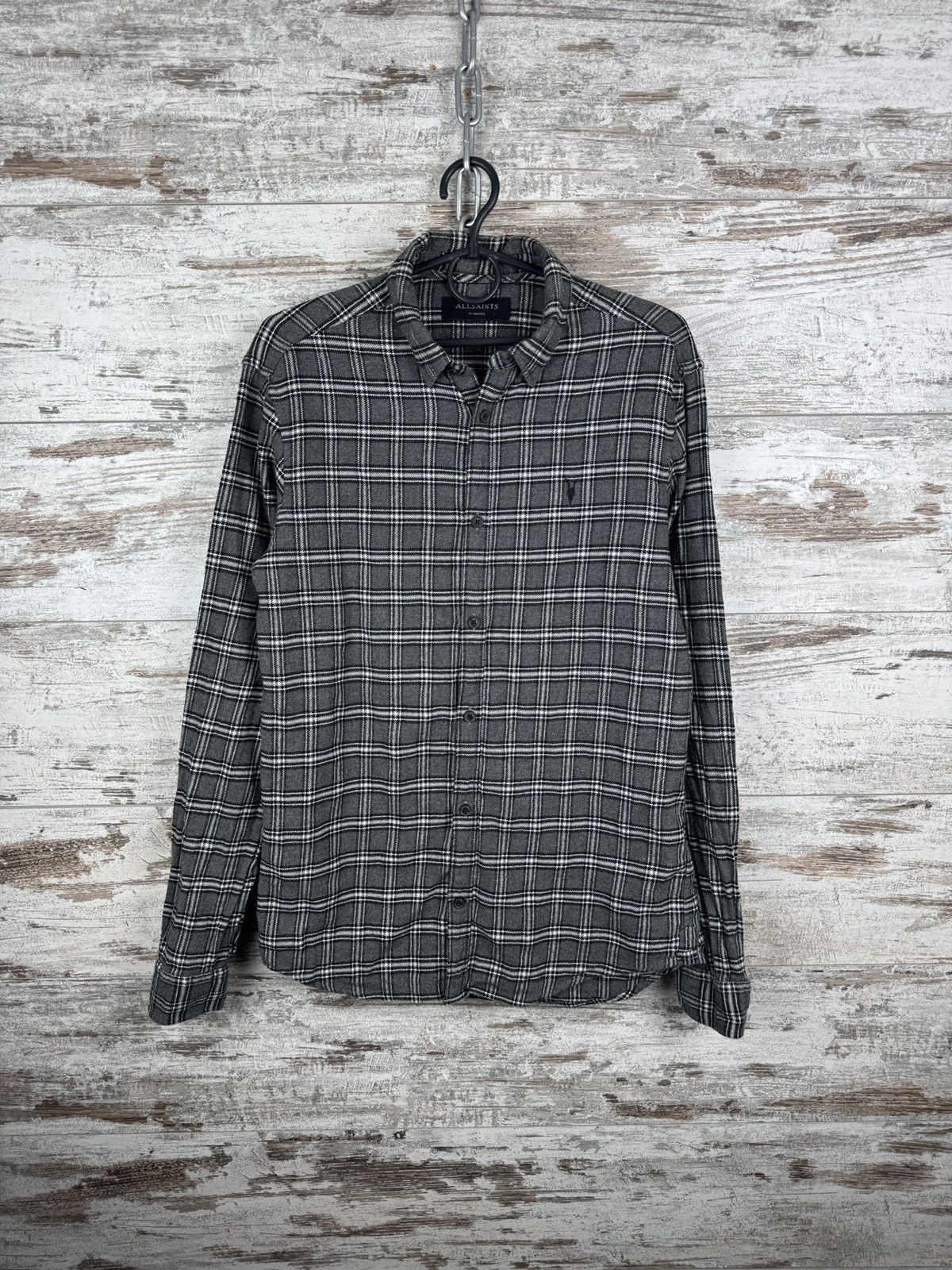 Allsaints Mens Vintage AllSaints AMOS LS SHIRT button up flannel grey Size US S / EU 44-46 / 1 - 2 Thumbnail