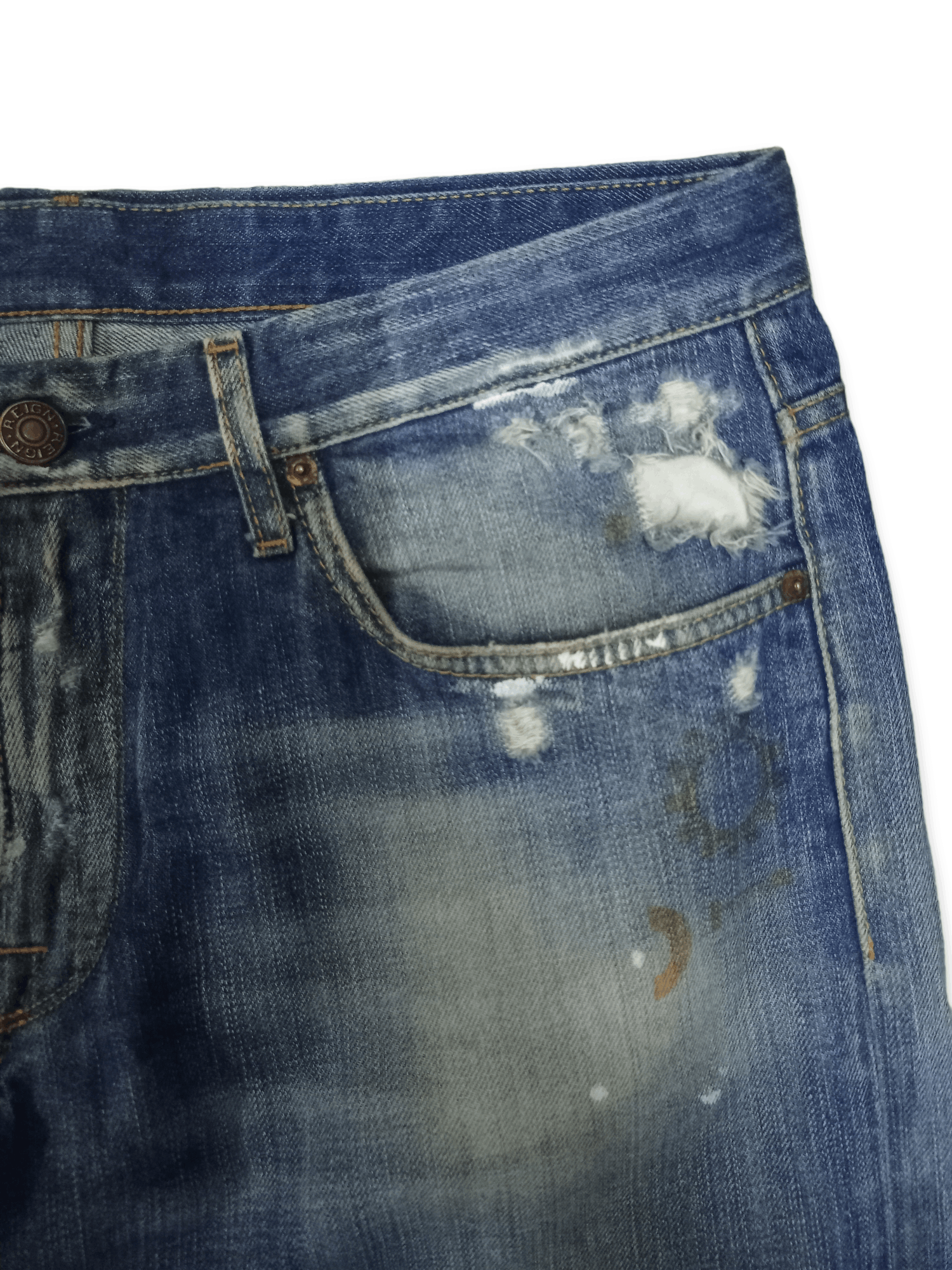 Japanese Brand Vintage Japanese Reign Studio Distress Paint Splatter Jeans Size US 35 - 5 Thumbnail