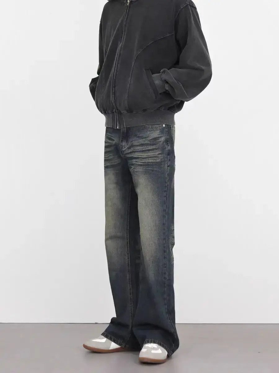 Japanese Brand Vintage Blue Denim Micro Flare Loose Straight Leg Pants Size US 34 / EU 50 - 3 Thumbnail
