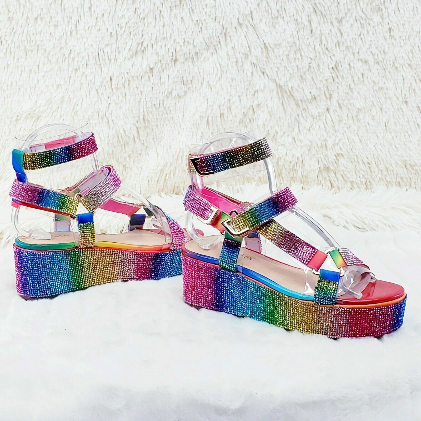 Other 2" Flatform Harness Strap Super Sparkle Rainbow Rhinestone S Size US 7.5 / IT 37.5 - 2 Thumbnail
