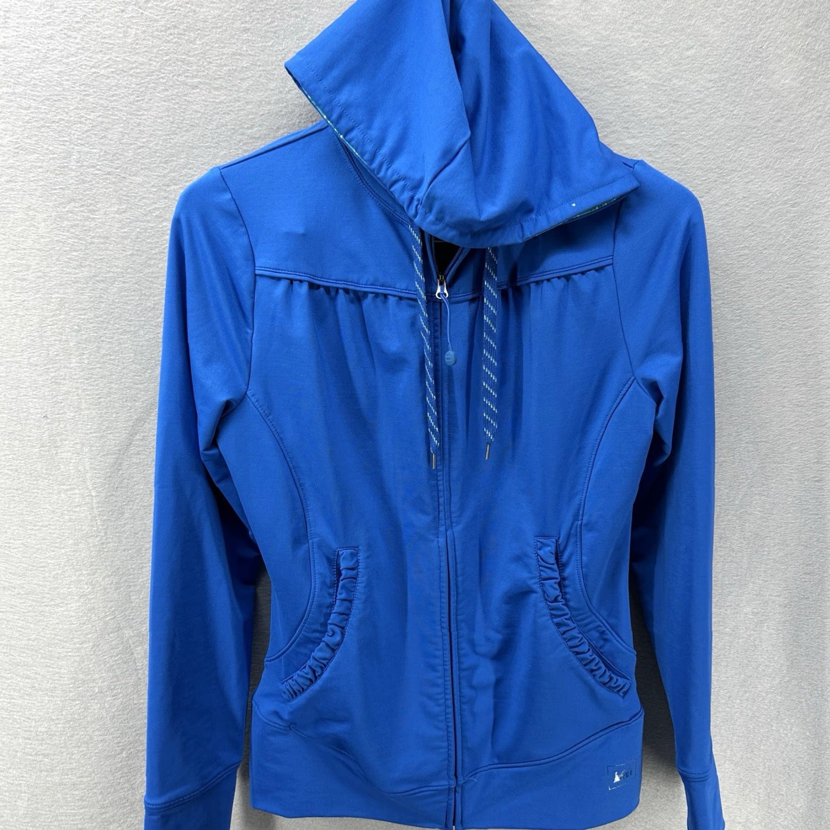 Vintage REI Hoodie Womens Small Blue Active Full Zip Stretch Lux Athletic Ruffle Quiet Size S / US 4 / IT 40 - 3 Thumbnail