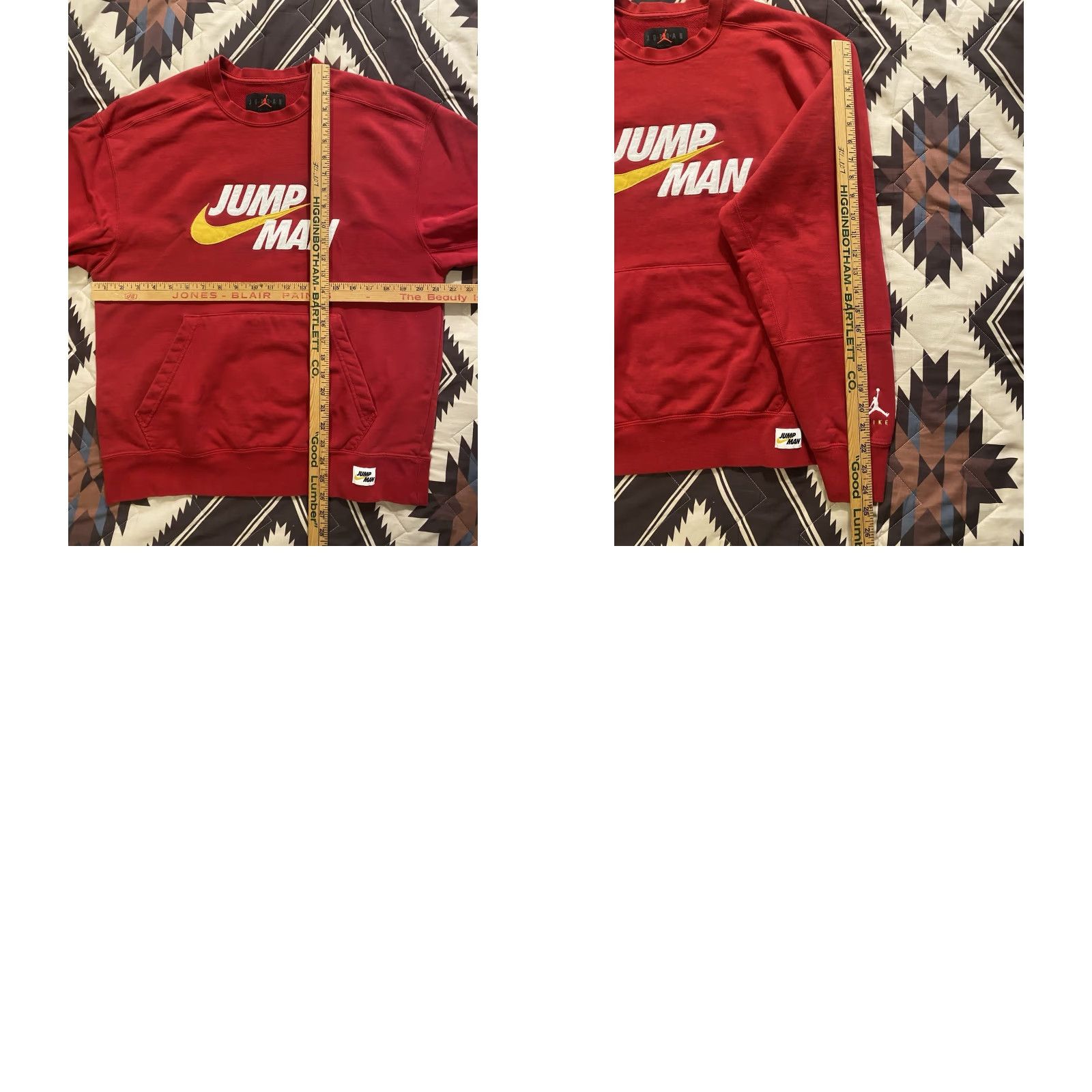 Jordan Brand Nike Air Jordan Pocketed Crewneck Pullover Sweatshirt Red Men’s M Embroidered Jump Man Crew Neck Long Sleeve Pullover Sports Basketball Size US M / EU 48-50 / 2 - 8 Thumbnail
