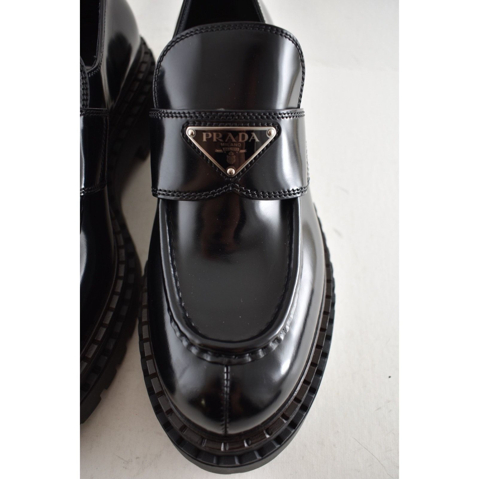 Prada Prada Black Leather Platform Loafer Creeper Flat 38.5 Size US 8.5 / EU 41-42 - 8 Thumbnail