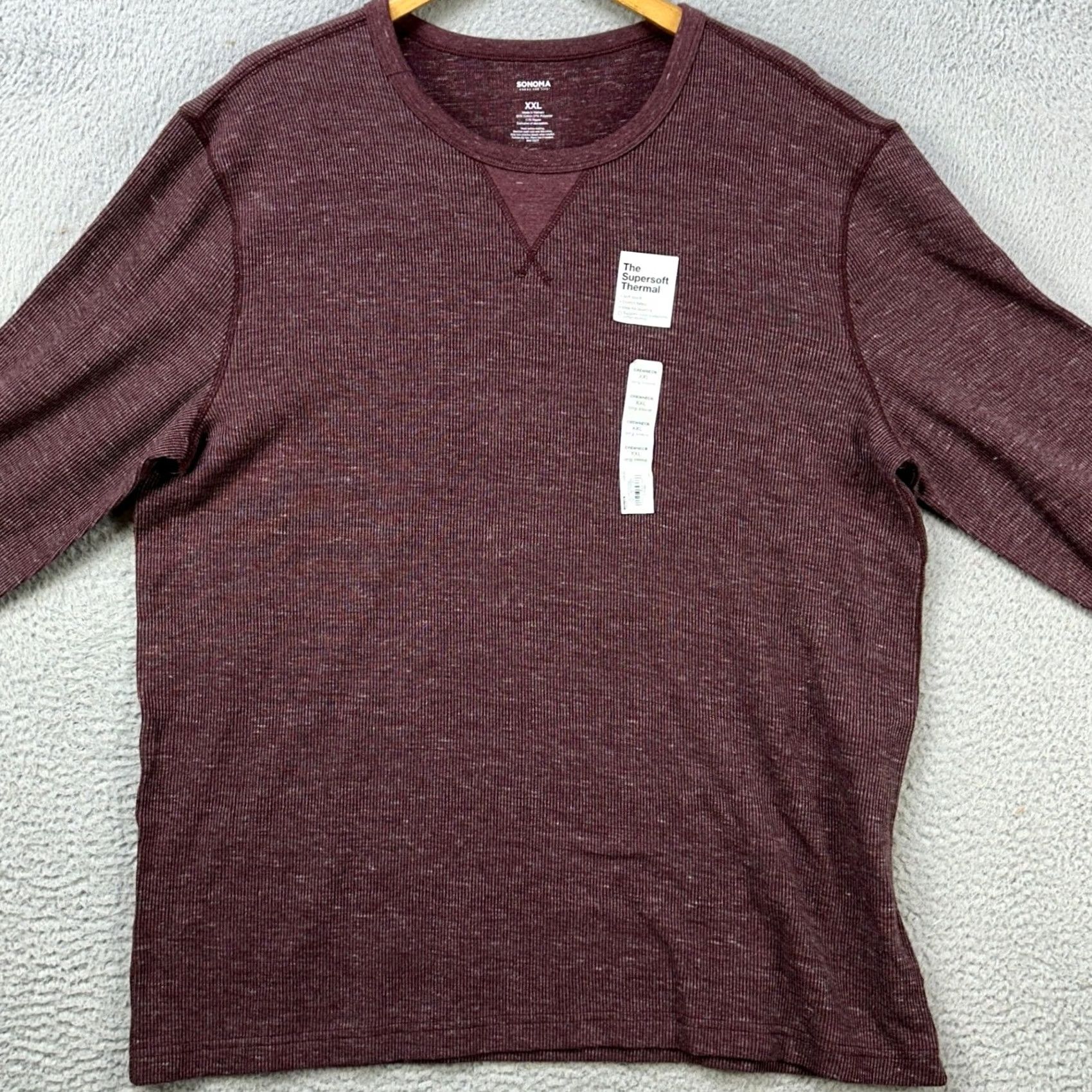 Vintage Sonoma Sweatshirt Crewneck Mens 2XL Maroon Supersoft Thermal Knit Sweater NEW Size US XXL / EU 58 / 5 - 3 Thumbnail