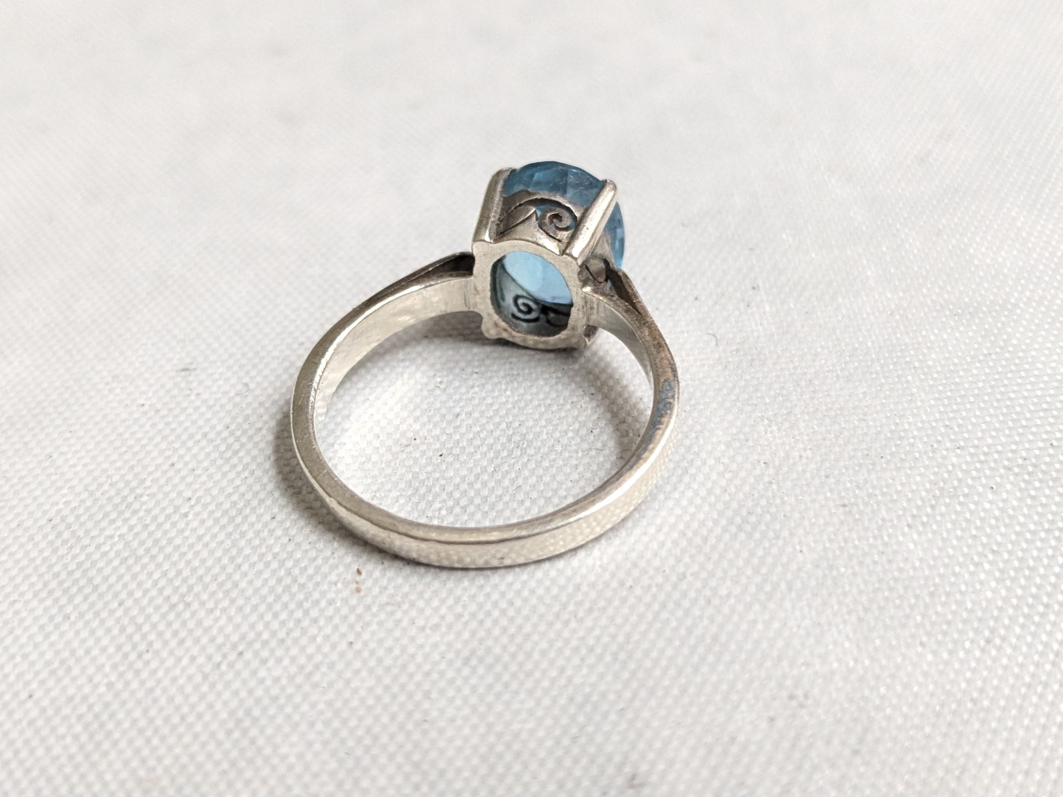 Jewelry Sterling Silver Ring Blue Topaz Size 7.5 Size ONE SIZE - 6 Thumbnail