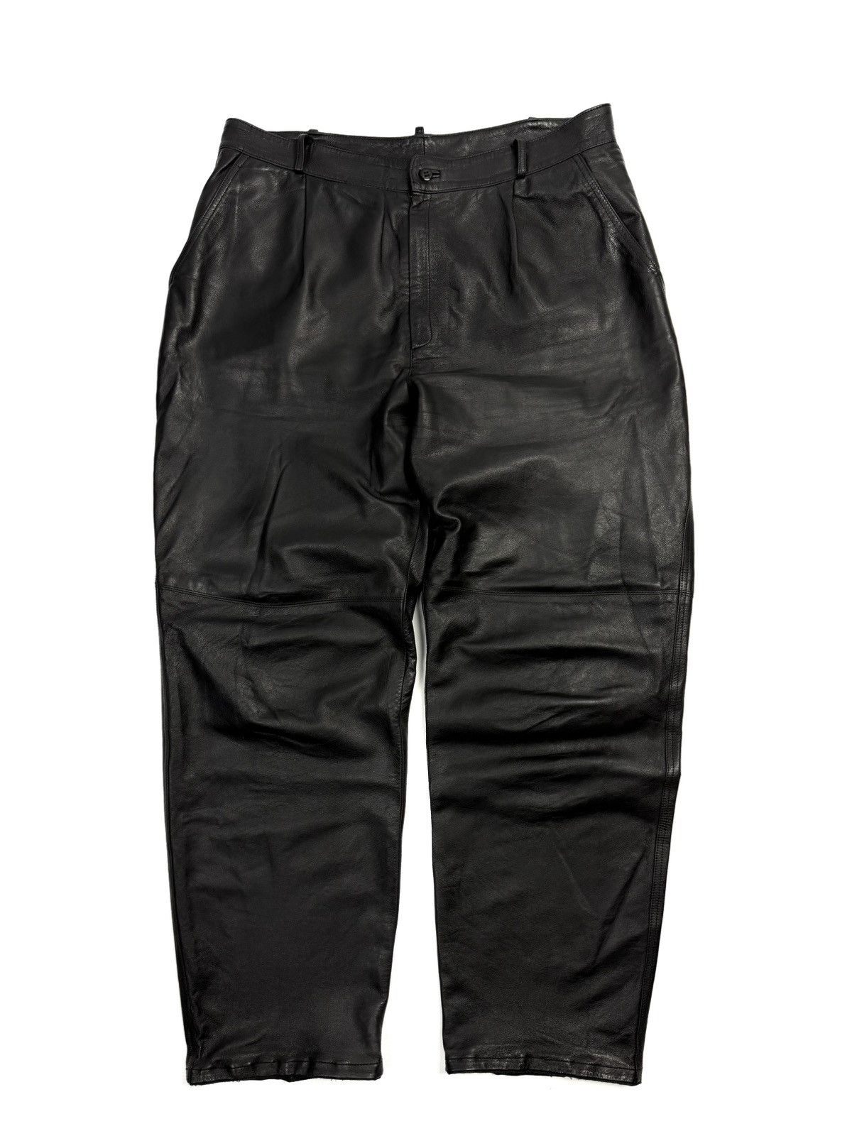 Leather Vintage Leonardo Vera Pelle Italy Leather Pants Relaxed Fit Size US 34 / EU 50 - 1 Thumbnail