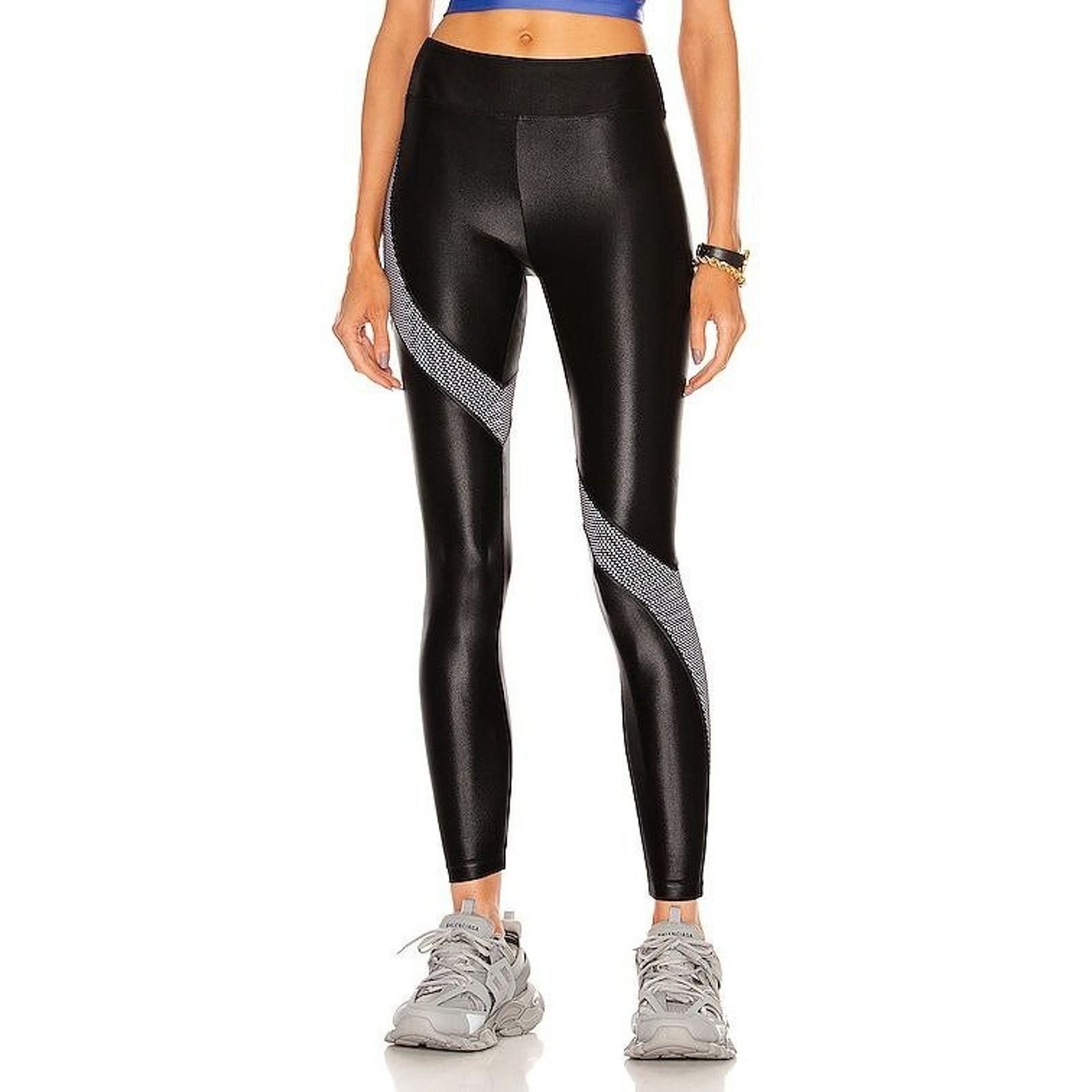& Other Stories KORAL Women Venus Leggings mid rise metallic Black S A001411 Size 24" / US 00 / IT 34 - 1 Thumbnail