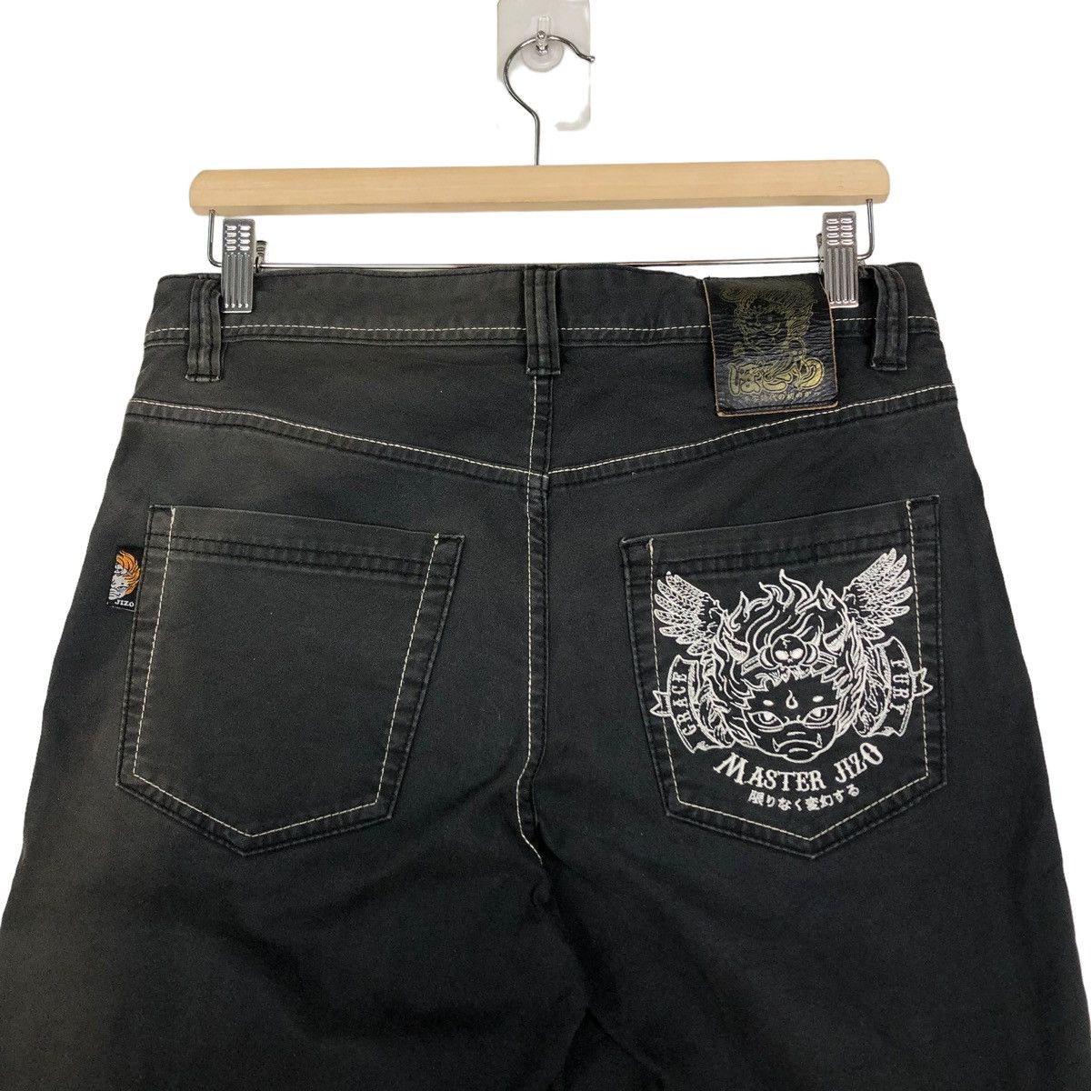Japanese Brand 🔥VINTAGE SUKAJAN SHORT PANTS DENIM MASTER JIZO BIG LOGO Size US 32 / EU 48 - 9 Thumbnail