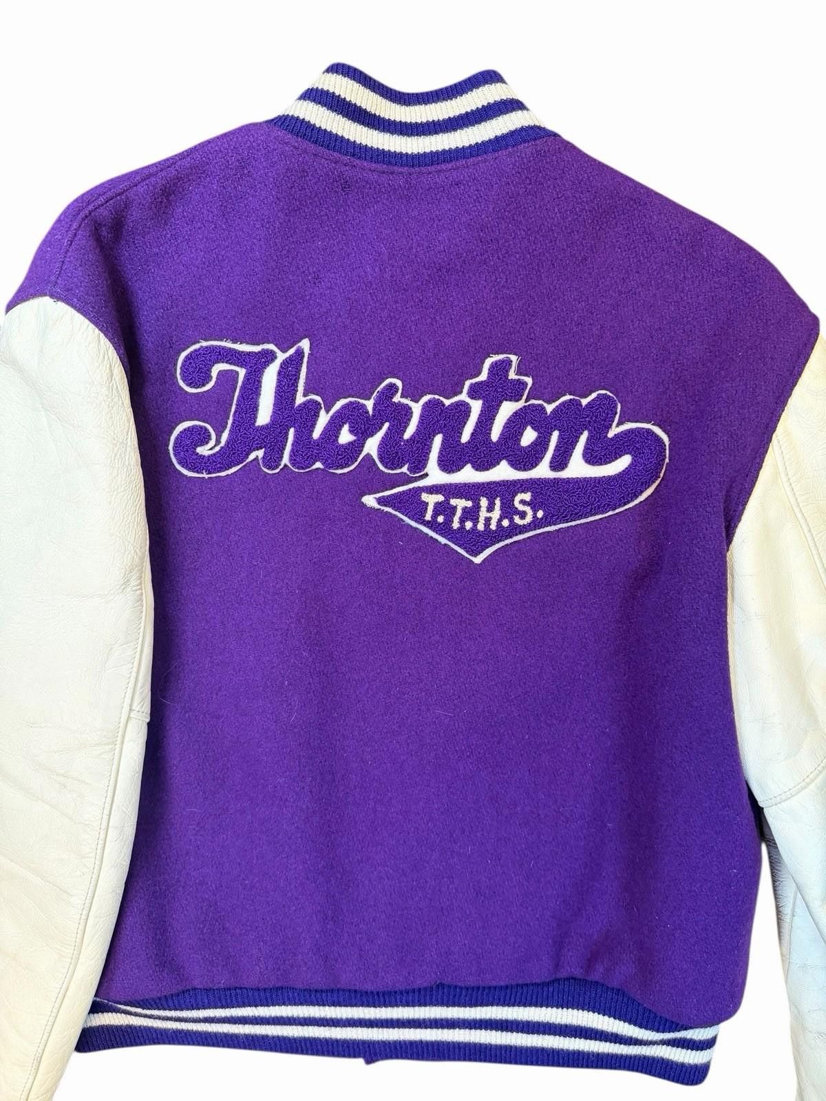 Vintage 1970’s Varsity University Jacket Purple Wool Leather L Size US L / EU 52-54 / 3 - 6 Thumbnail