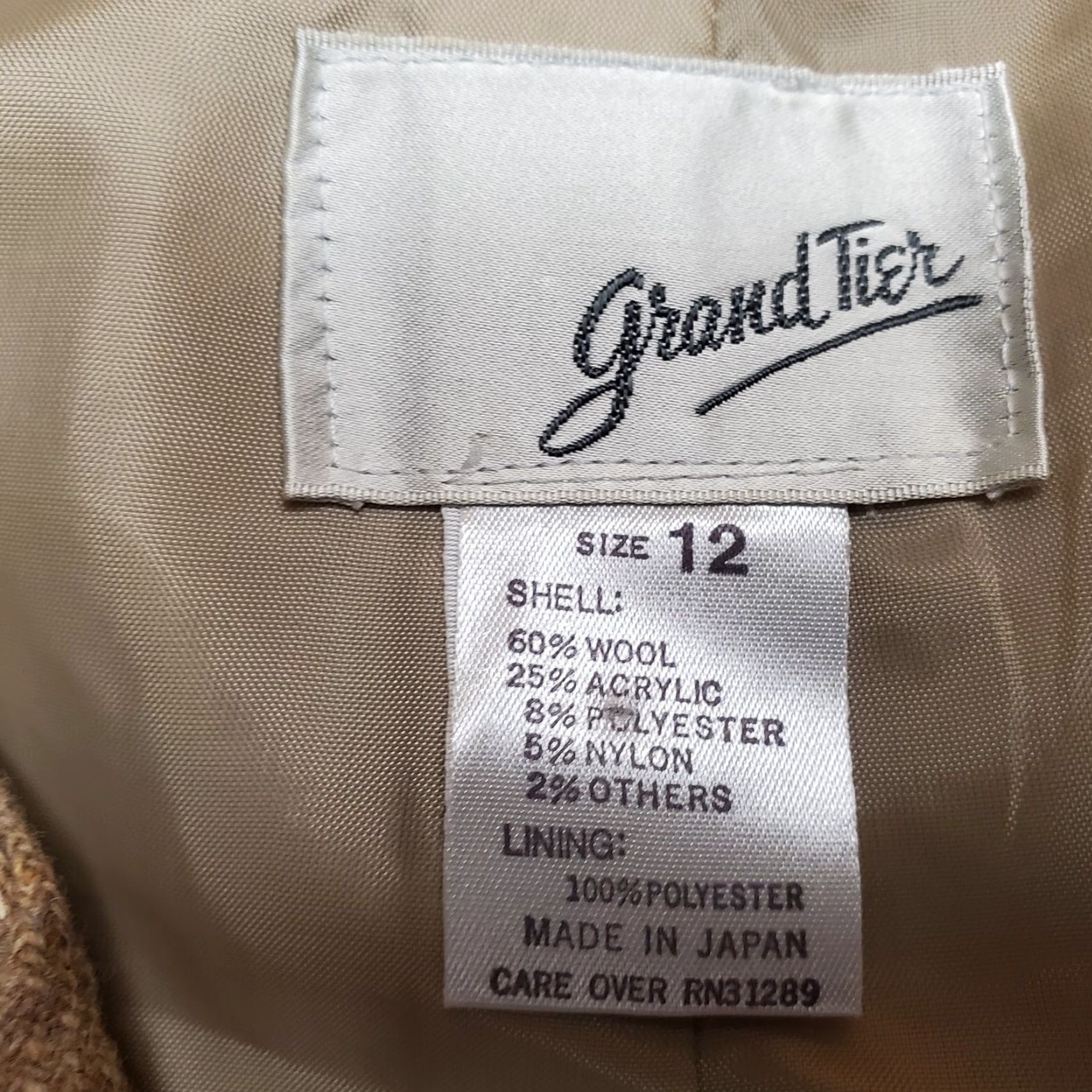 Vintage VINTAGE Grand Tier Blazer Jacket Womens 12 Light Brown Wool Blend Three Button Pockets Casual Modern 90s? Size XL / US 12-14 / IT 48-50 - 4 Thumbnail