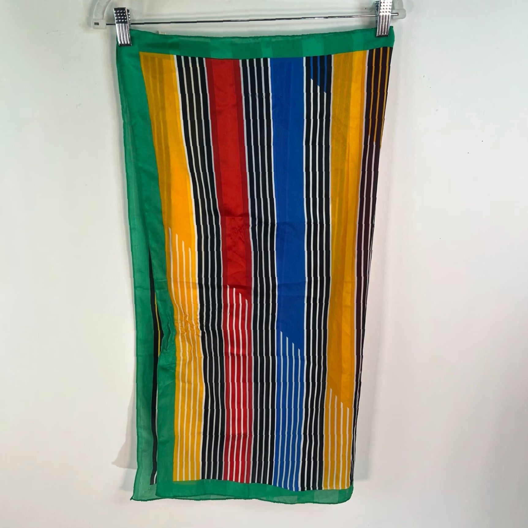 Vintage VINTAGE Berkshire Scarf Woman Square 30X31 Red Rainbow Striped Silk Polyester Italy Size ONE SIZE - 4 Thumbnail