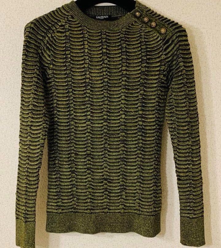 Balmain Balmain Knitted Sweater with Gold Logo Buttons Size US S / EU 44-46 / 1 - 1 Thumbnail