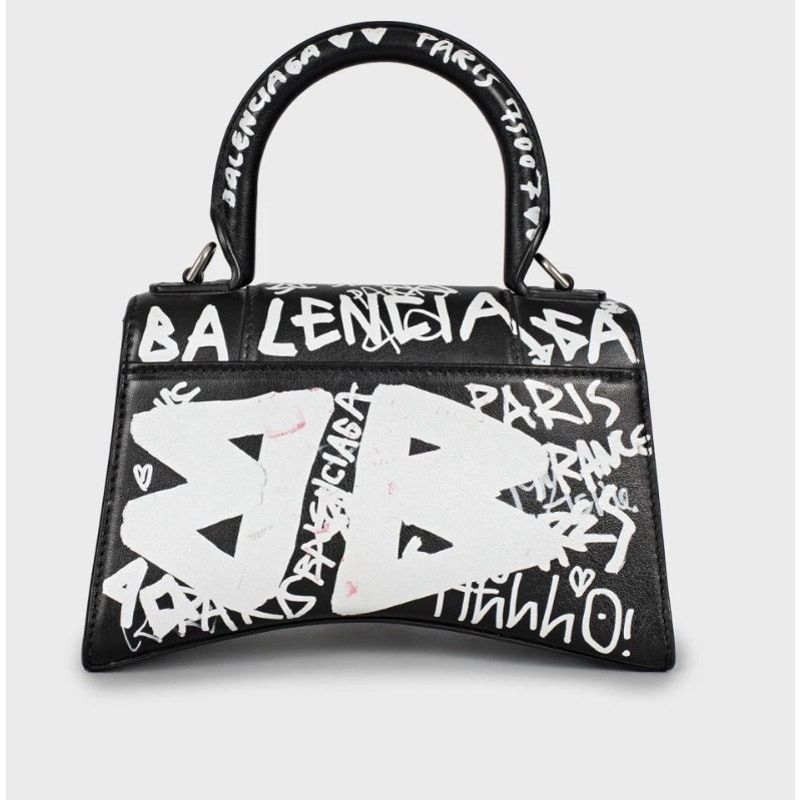 Balenciaga Balenciaga Hourglass Leather Black & White Bag Size ONE SIZE - 3 Thumbnail