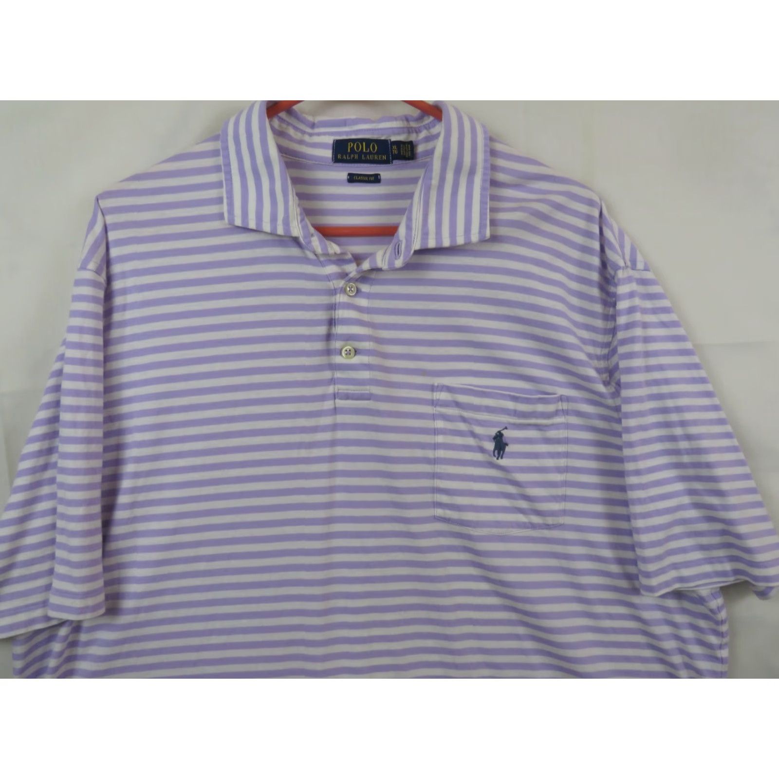 Polo Ralph Lauren Polo Ralph Lauren Shirt Mens XL Short Sleeve Golf Classic Purple Stripe Pony Regular Size Classic Fit Polo Shirt Mens XL Purple Stripe Pony Size US XL / EU 56 / 4 - 3 Thumbnail