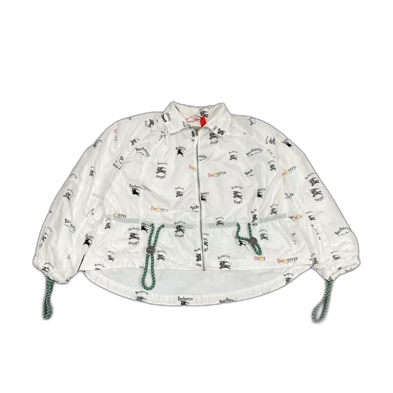 Burberry Burberry White Printed Drawstring Jacket Size US S / EU 44-46 / 1 - 1 Thumbnail