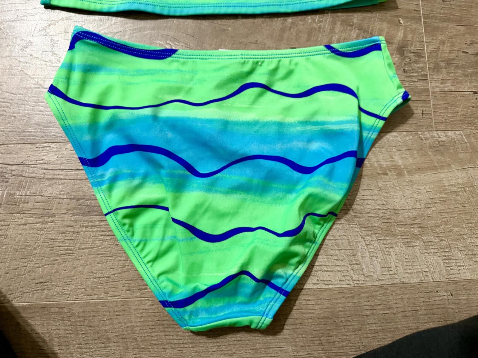 Other Two-Piece Green and Blue Wave Pattern Tankini Swimsuit Size ONE SIZE - 5 Thumbnail