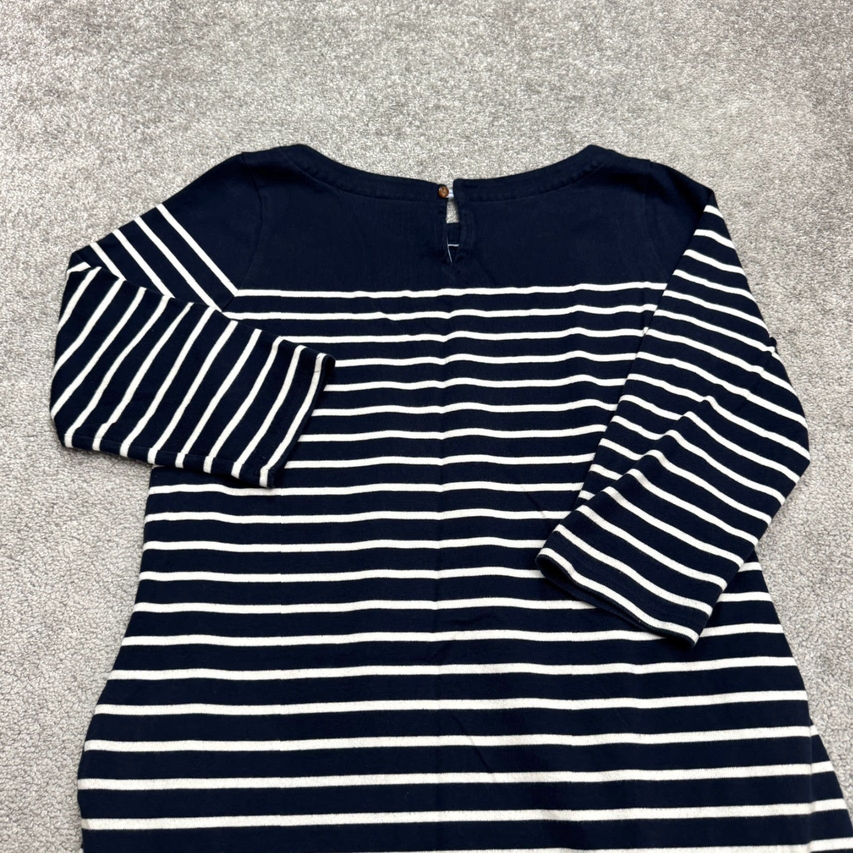 Vintage L.L. Bean Boat Neck Striped Shift Dress Women Large Navy White 3/4 Sleeve Casual Size L / US 10 / IT 46 - 3 Thumbnail