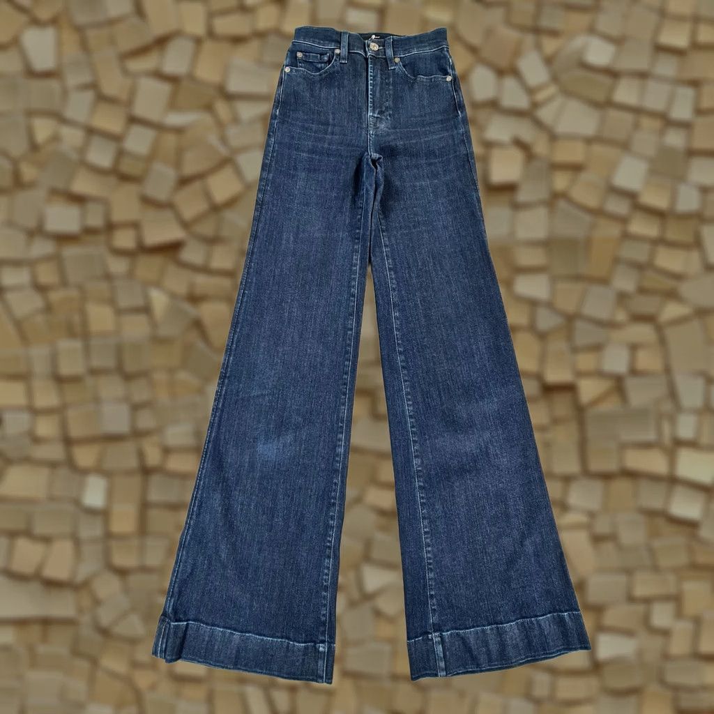 7 For All Mankind VINTAGE 7 For All Mankind Womens Jeans Dojo Flare Bootcut Denim Blue W23 L34 Slim Stretch Pockets 5-Pocket Womens Jeans Size 40" / US 18 - 1 Thumbnail