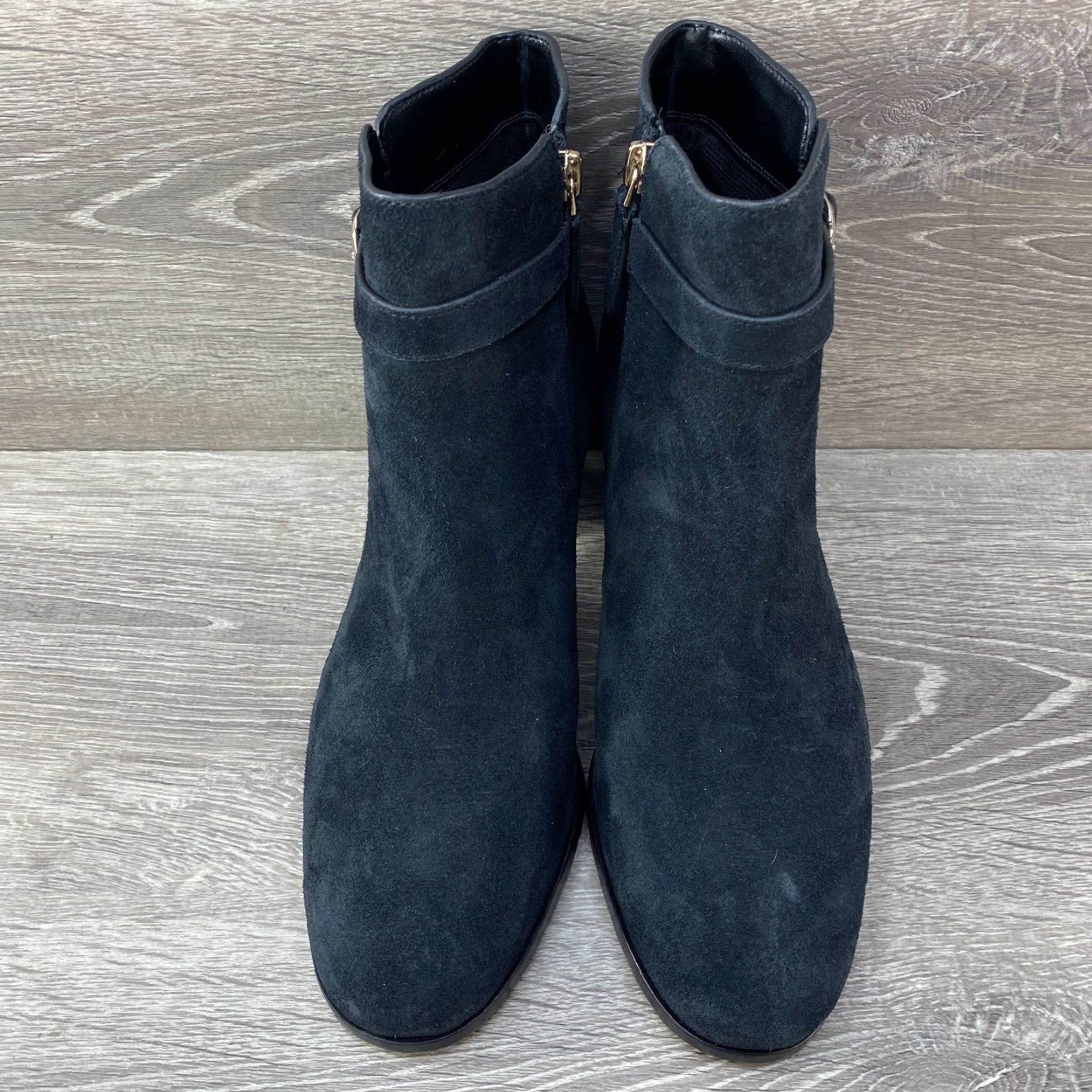 Vintage Kate Spade New York Black Suede Leather Heel Booties Side Zipper Buckle Womens 9 Shoes Size US 9 / IT 39 - 3 Thumbnail