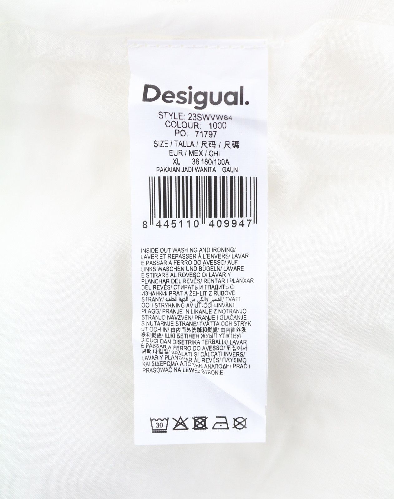 Desigual VEST LOURDES XL Off White Textured Midi Dress 89014 Size XL / US 12-14 / IT 48-50 - 9 Thumbnail