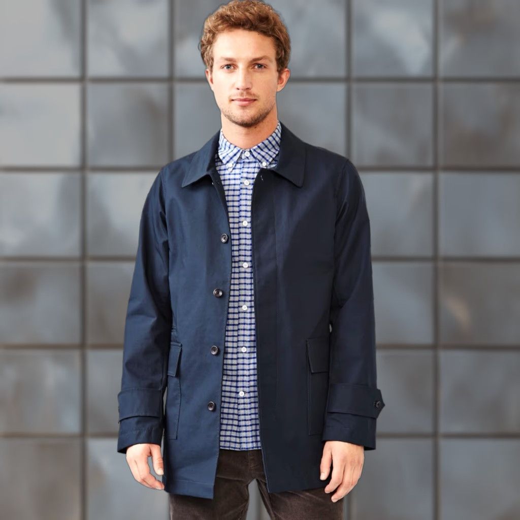 Gap VINTAGE Brooklyn Tailors X Gap X GQ Collection Navy Blue Bonded Mac Classic Coat Sz. S Mens Regular Blue Coat Bonds Mac Cotton 90s? Size US S / EU 44-46 / 1 - 1 Thumbnail