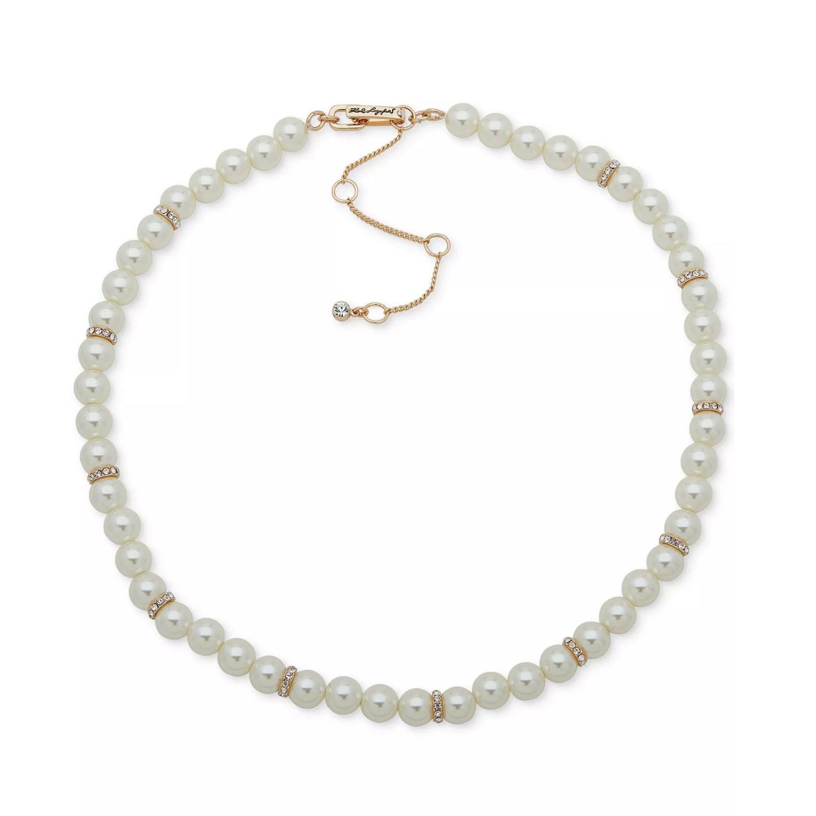 Karl Lagerfeld KARL LAGERFELD Gold-Tone Pearl Omega Double Row Necklace Size ONE SIZE - 2 Thumbnail