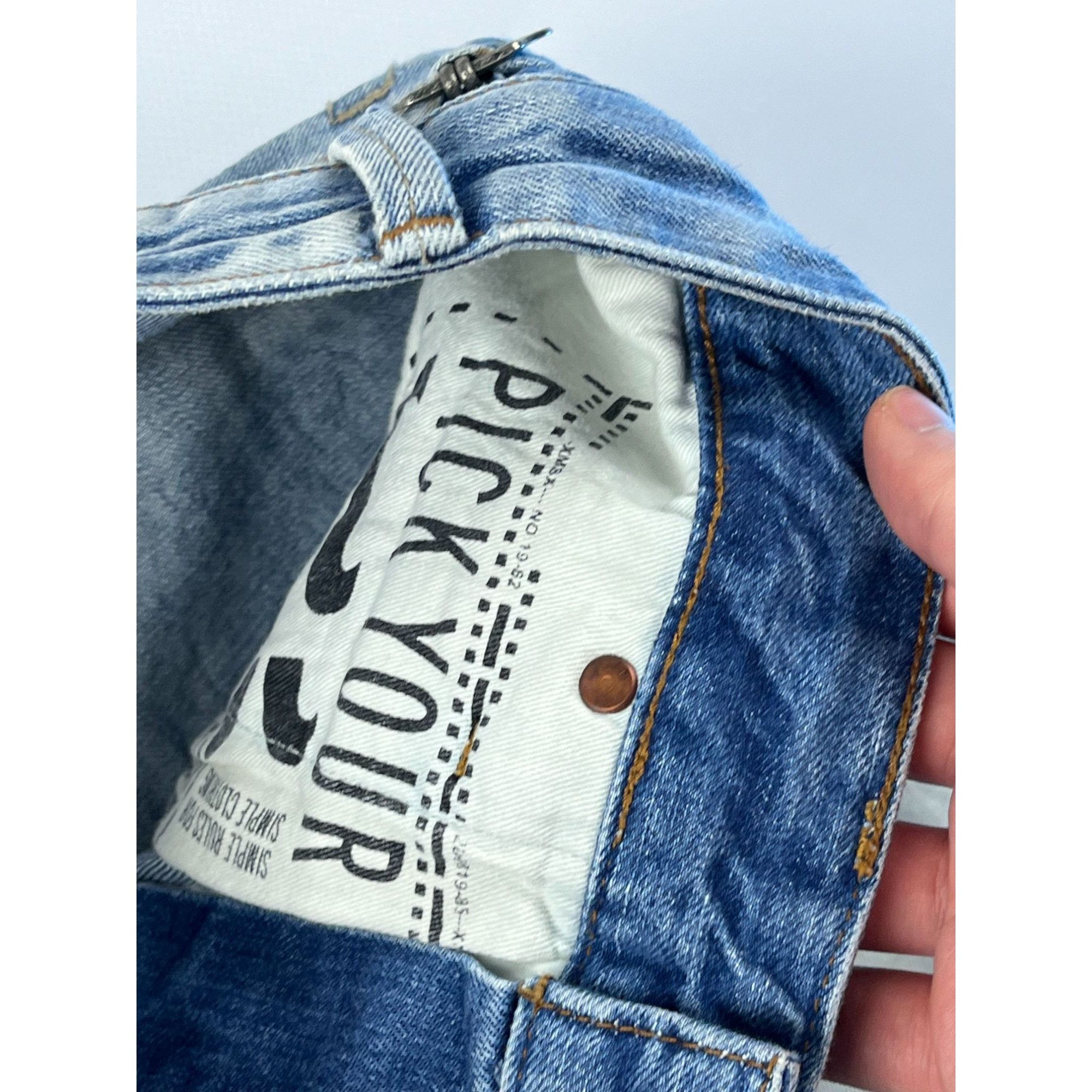 Vintage Double Knee Light Wash Ditressed Blue Ridge Jeans Size US 34 / EU 50 - 11 Thumbnail
