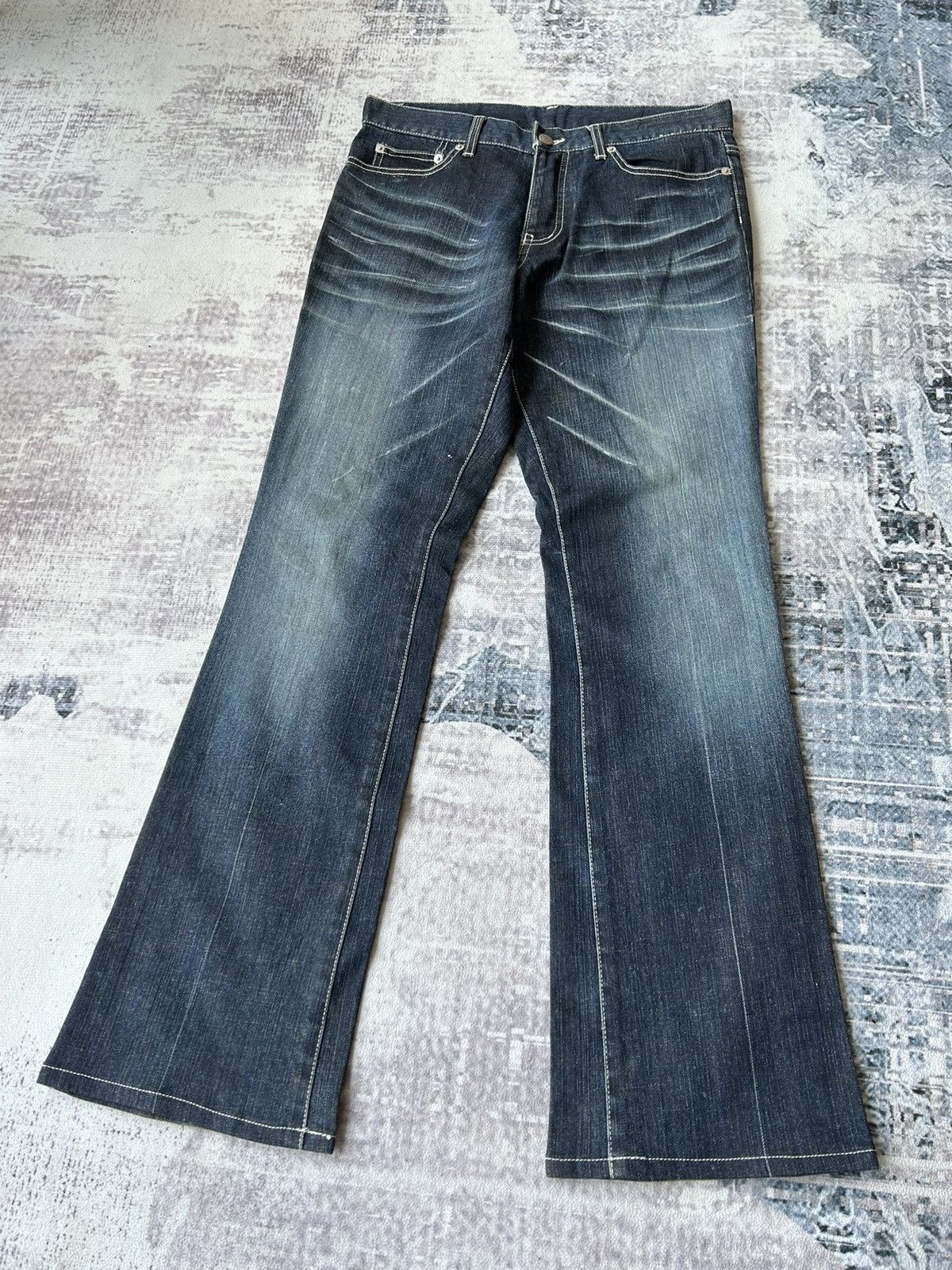 If Six Was Nine Tornado Mart Flared Blue Denim Jeans Size US 31 - 2 Thumbnail