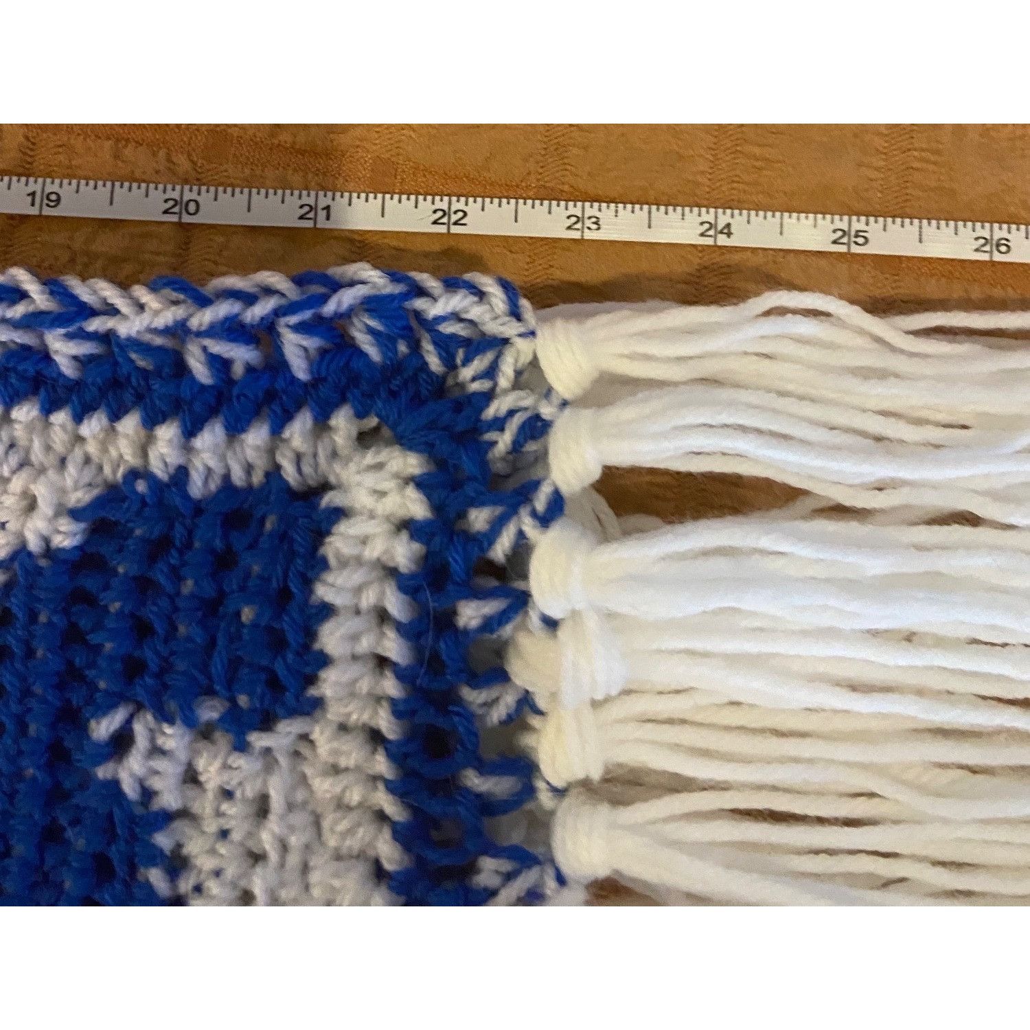 Other Handmade Crochet Cat Winter Scarf 62" Blue & White W/8” Frin Size ONE SIZE - 4 Thumbnail
