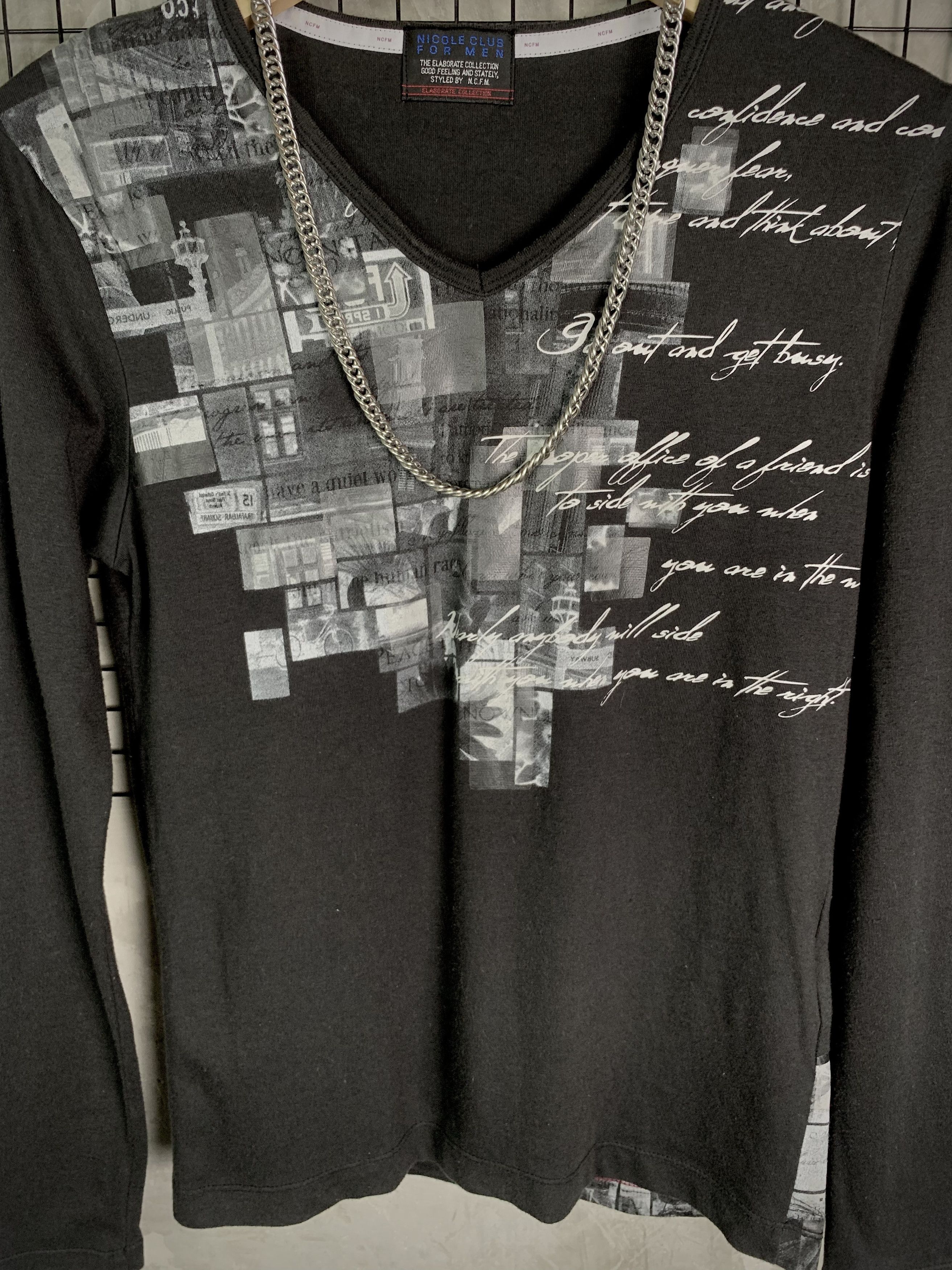 Nicole Club Y2K Nicole Club For Men Grunge Cyber Poem Print Vneck LS Size US S / EU 44-46 / 1 - 3 Thumbnail