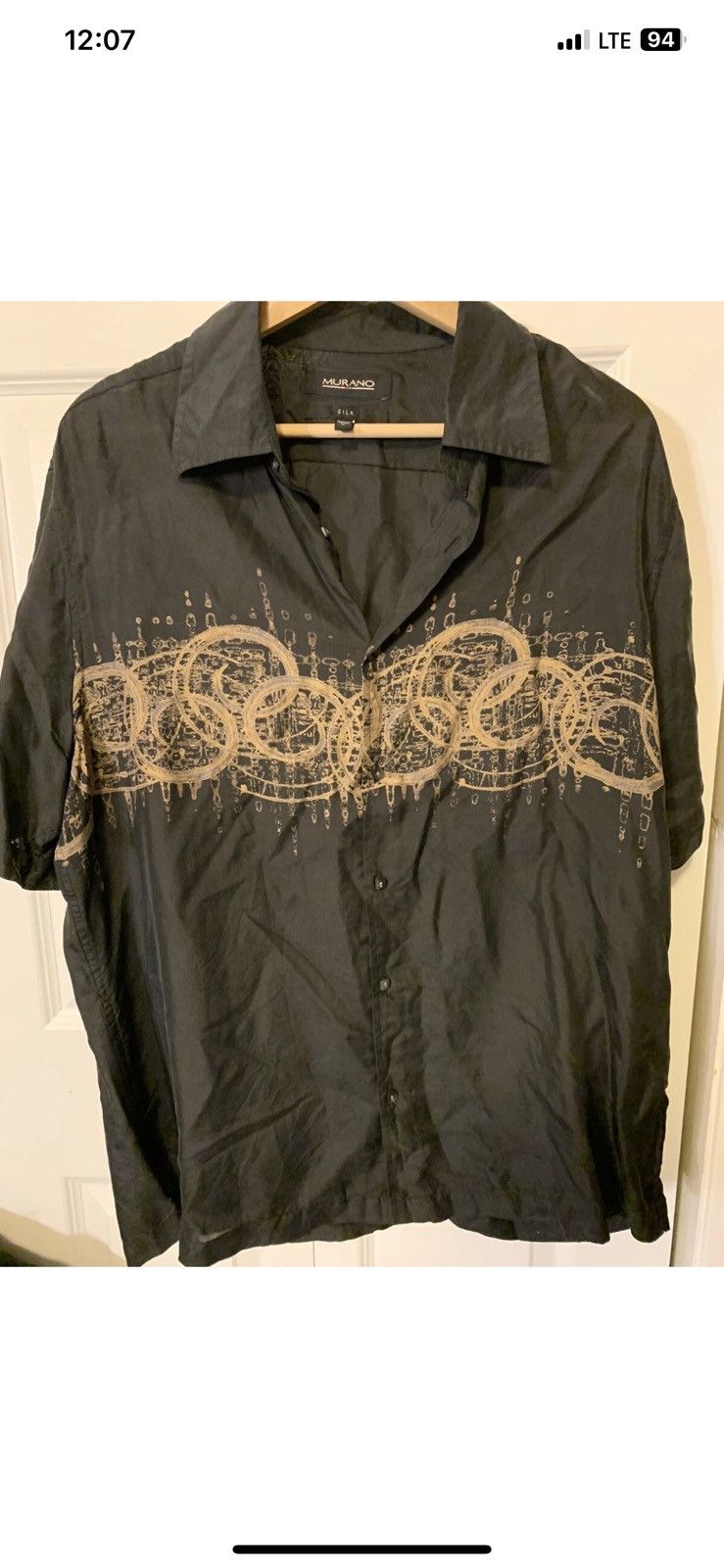 Murano Murano mens sz L black silk button shirt Size US L / EU 52-54 / 3 - 4 Thumbnail