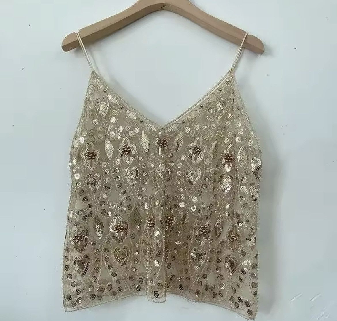 Other Gold Ibiza Sheer Sequin Top Size ONE SIZE - 1 Preview