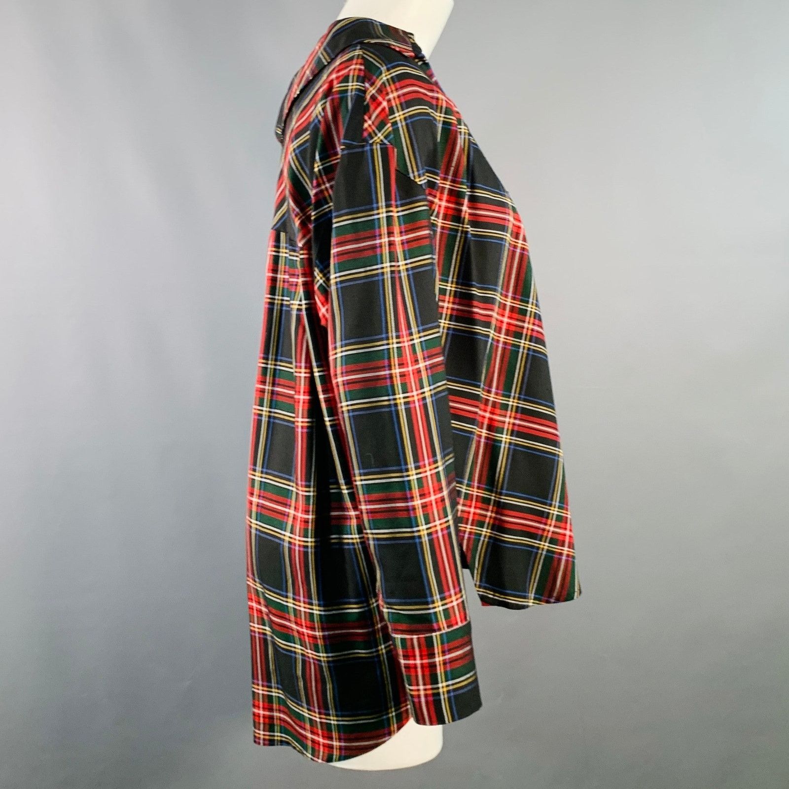Maje Size S Black MultiColor Plaid Asymmetrical Casual Top Size S / US 4 / IT 40 - 3 Thumbnail
