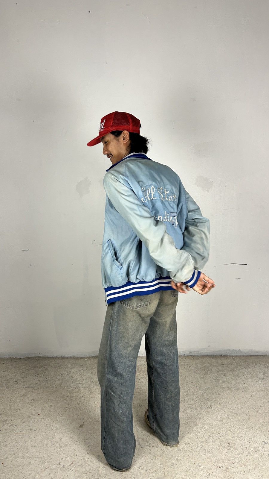 Vintage 1980s Thrashed Baseball Chainstitch Varsity Jacket Size US L / EU 52-54 / 3 - 4 Thumbnail