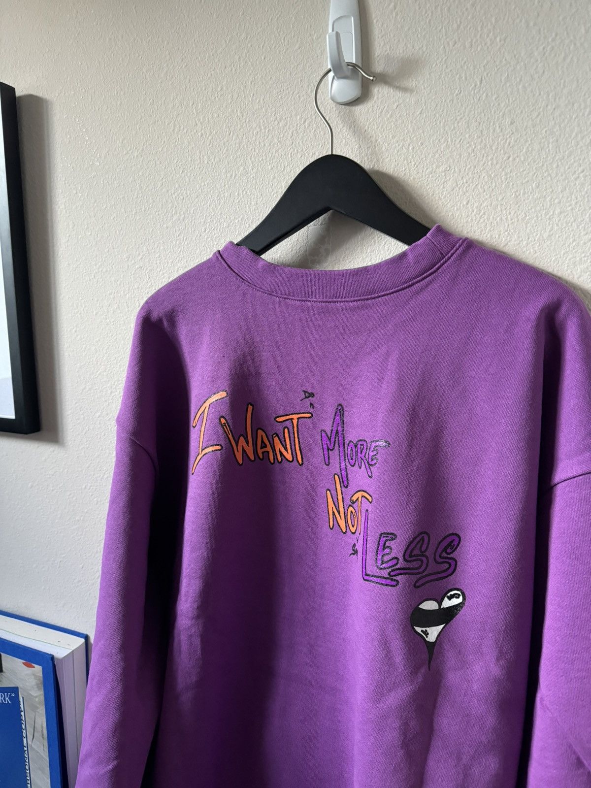 【CHROME HEARTS】I WANT MORE NOT LESS CREWNECK Chrome Hearts Matty Boy I Want More Not Less Crewneck Purple