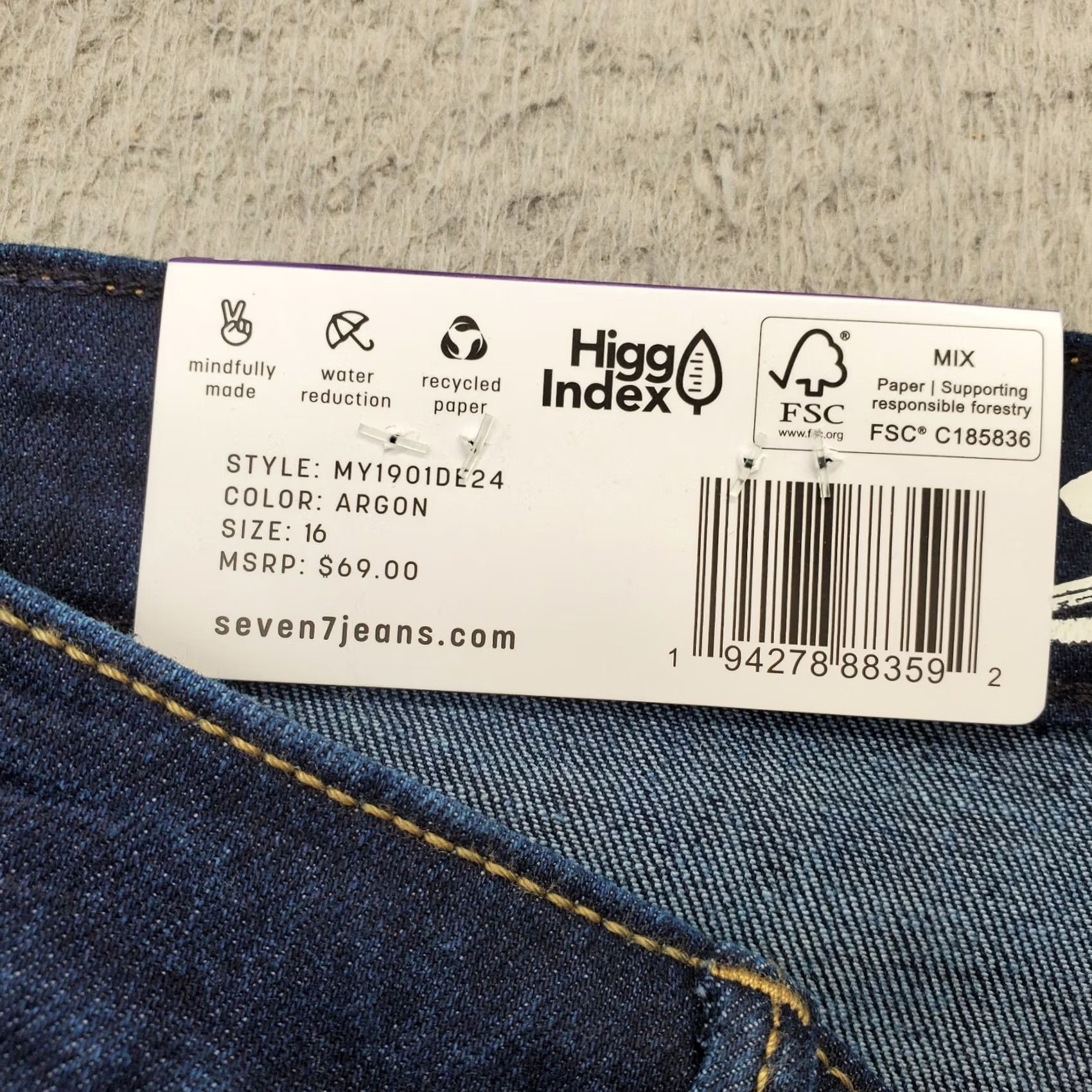 Vintage Seven7 Skinny Jeans Women's 16 Blue Denim High Rise 5-Pocket Dark Wash Jeans Size 38" / US 16 / IT 52 - 7 Thumbnail