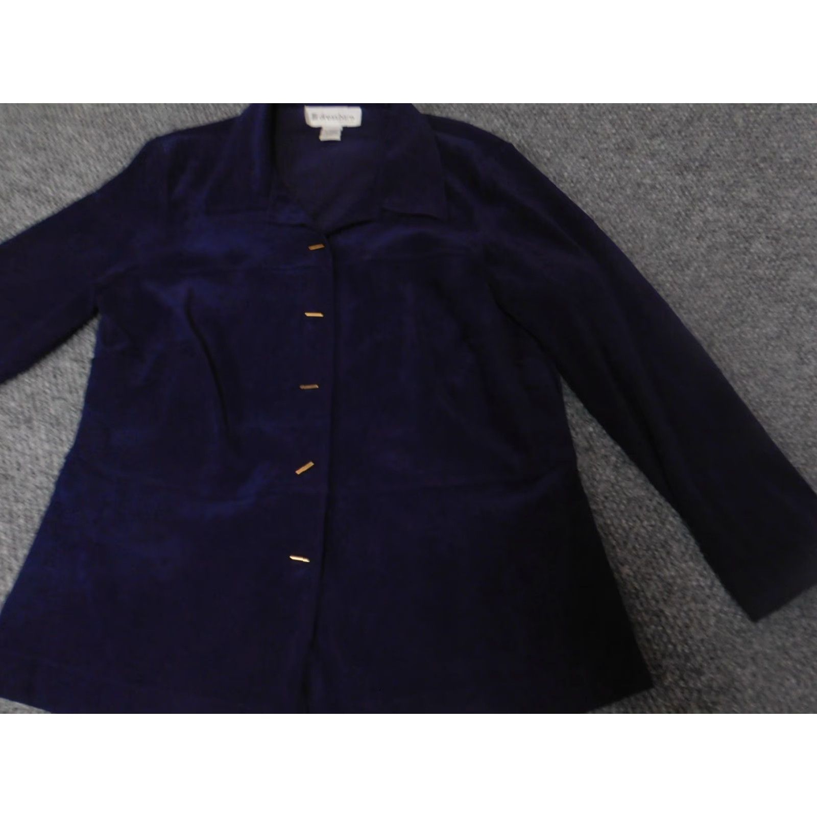 Vintage Dressbarn Womens Jacket 14W Purple Solid Knit Embroidered Button Collared Mid-Length Polyester Lining Plus Size Casual Fall Spring Size XL / US 12-14 / IT 48-50 - 4 Thumbnail