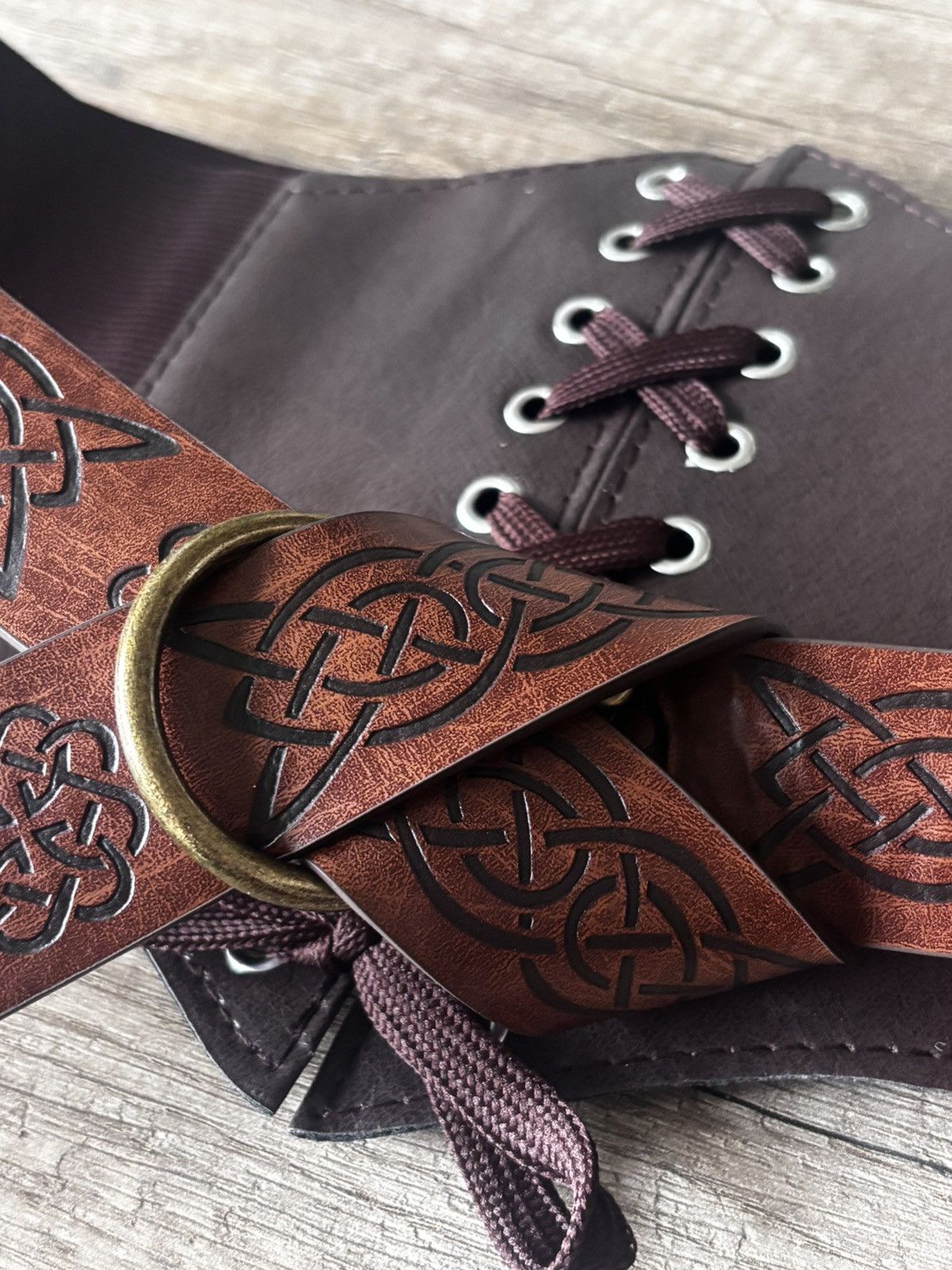 Other Medieval Corset Belt Set Dark Brown LARP Cosplay Size ONE SIZE - 4 Thumbnail