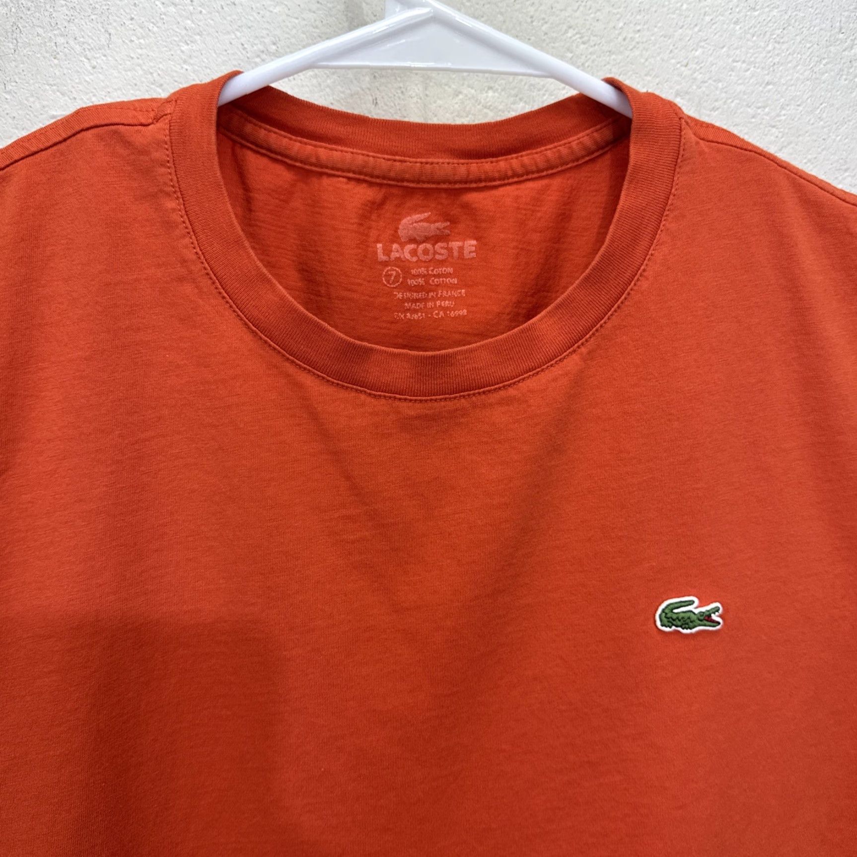 Lacoste Lacoste T-Shirt Mens Size 7 Short Sleeve Orange Cotton Crew Neck Logo Alligator Size US M / EU 48-50 / 2 - 3 Thumbnail