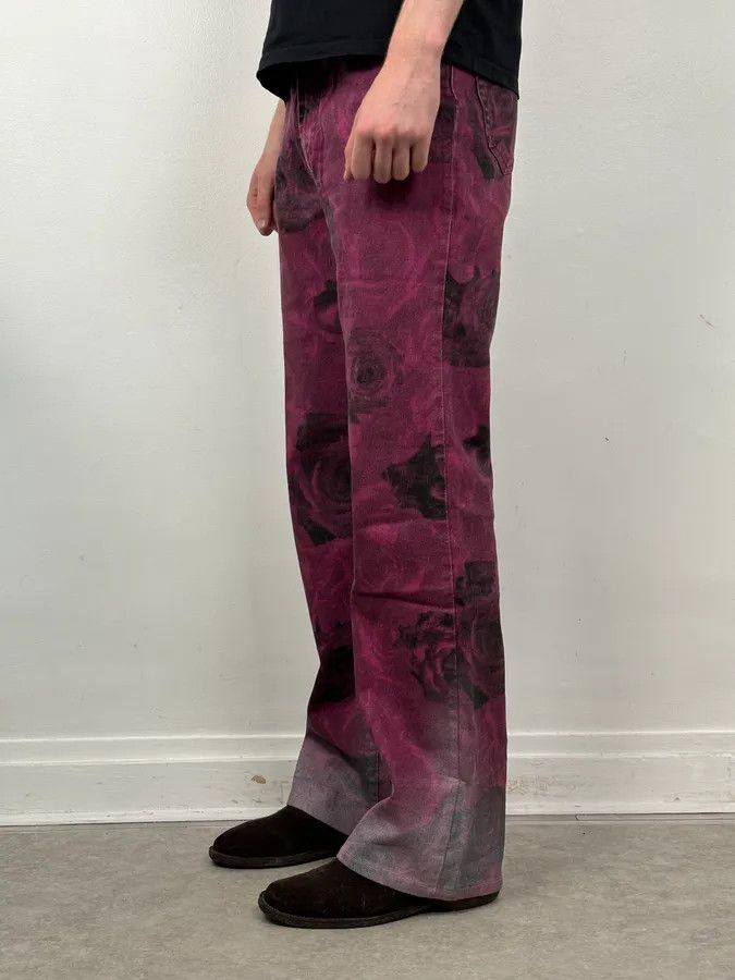 Just Cavalli 2000s Roberto Cavalli Purple Blossum Floral Pants Size 28" / US 6 / IT 42 - 3 Thumbnail