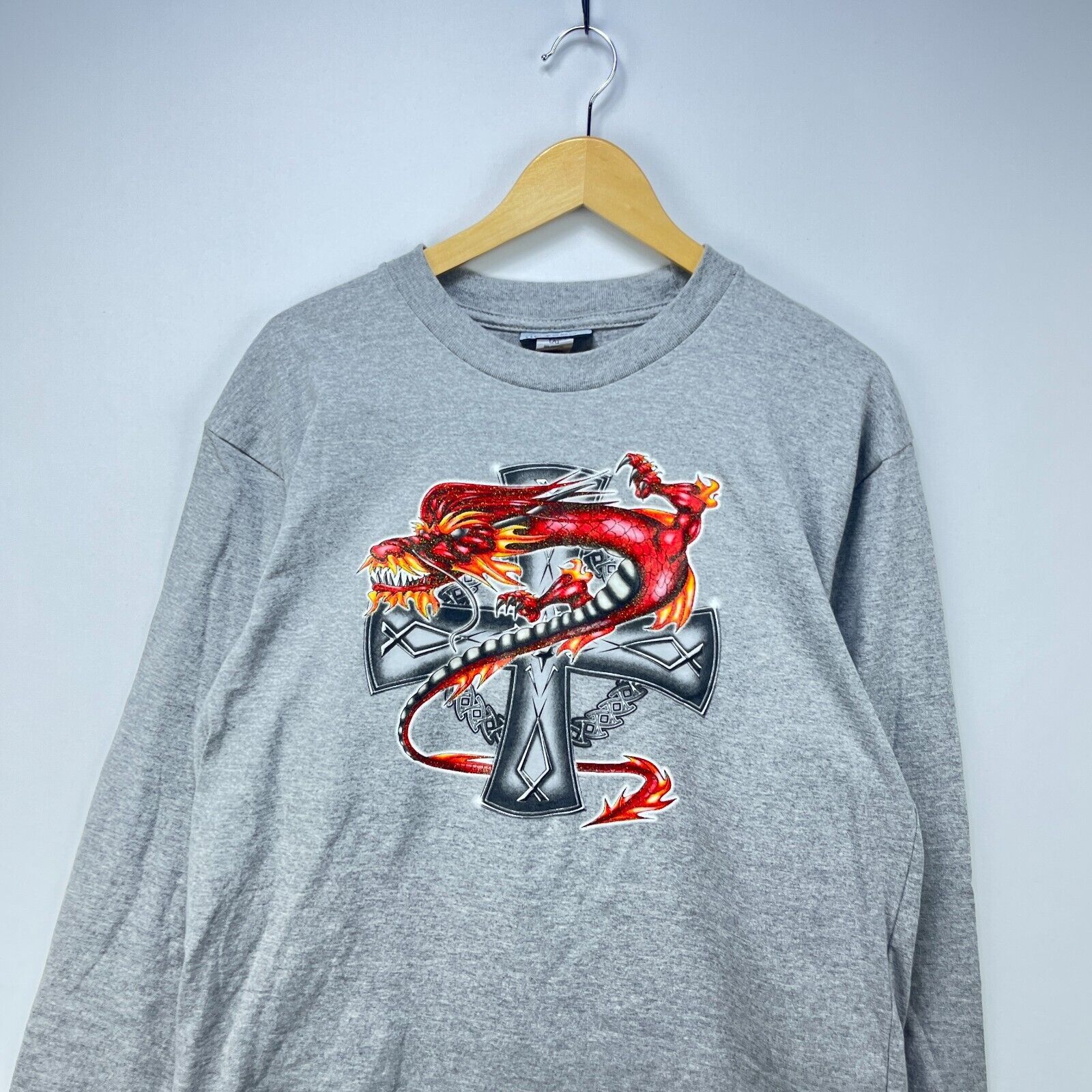 Vintage Vintage Y2K Dragon Cross Flames Shirt Large Skater JNCO Size US L / EU 52-54 / 3 - 2 Thumbnail