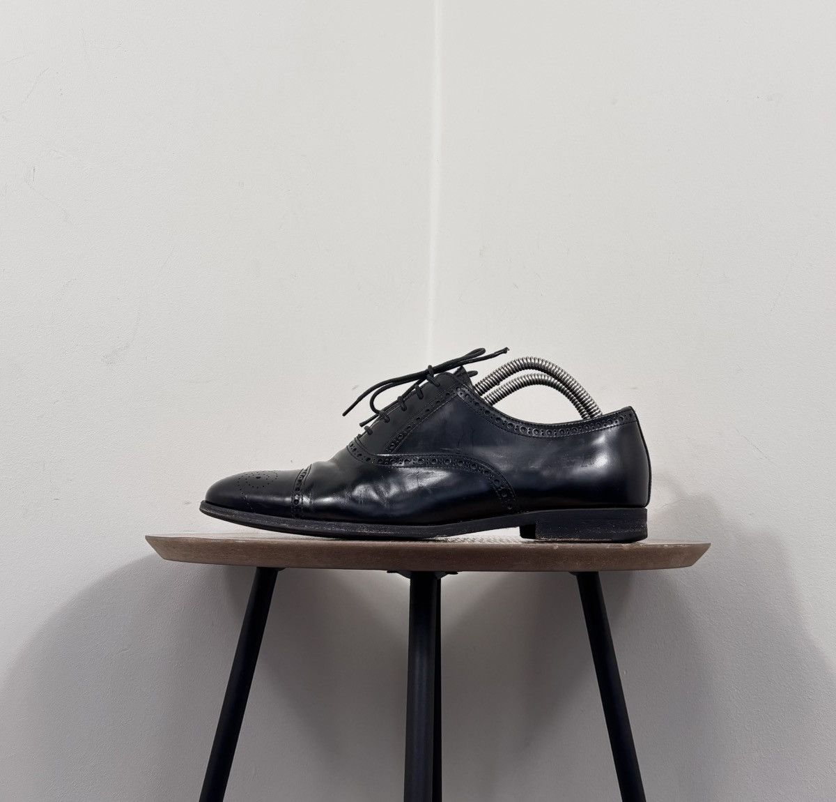 Prada Prada Men’s Black Leather Cap-Toe Brogue Oxford Dress Shoes Size US 8.5 / EU 41-42 - 9 Thumbnail