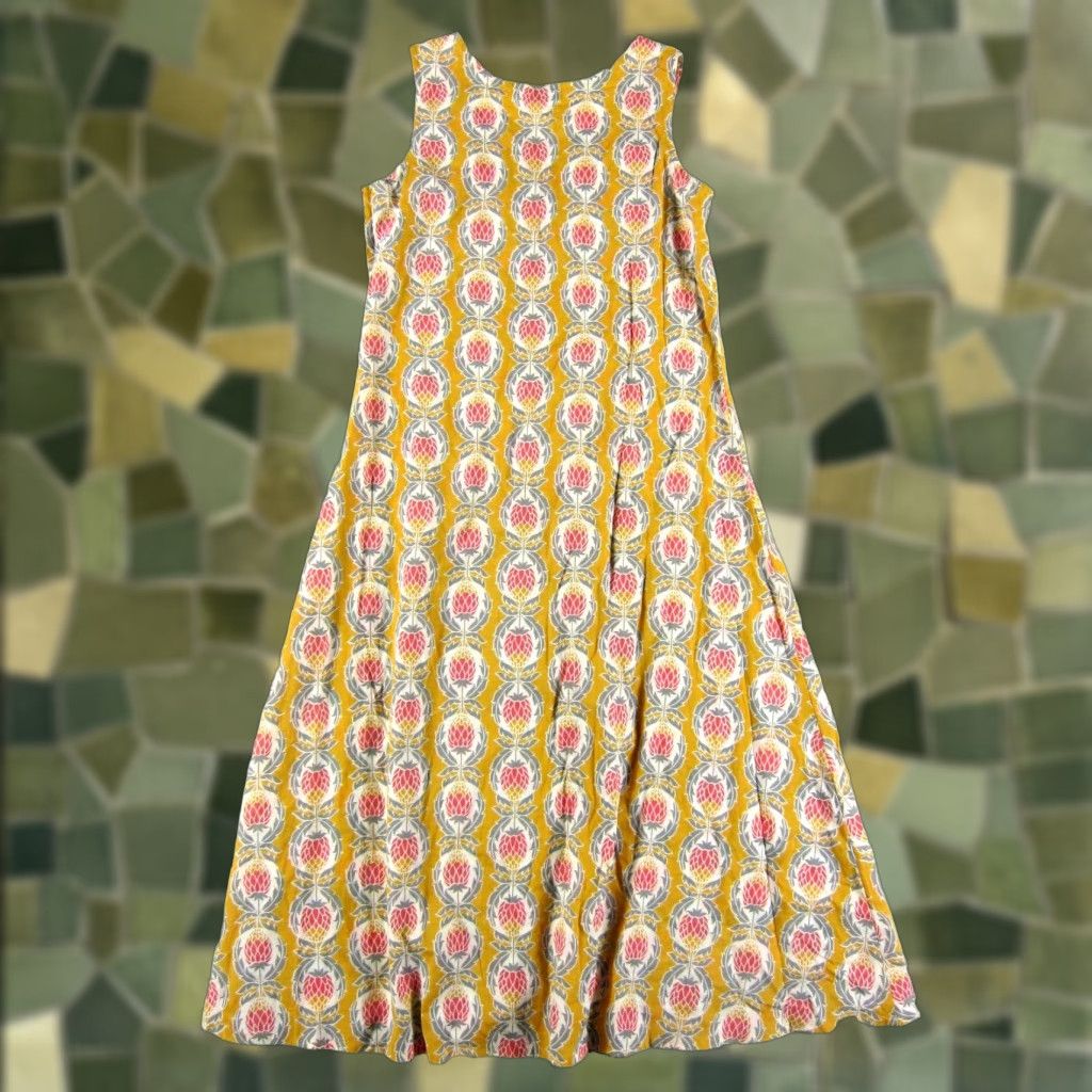 Vintage 100% Cotton Orange Yellow Pink Pineapple Floral Long Maxi Tank Sun Dress S Size S / US 4 / IT 40 - 1 Thumbnail